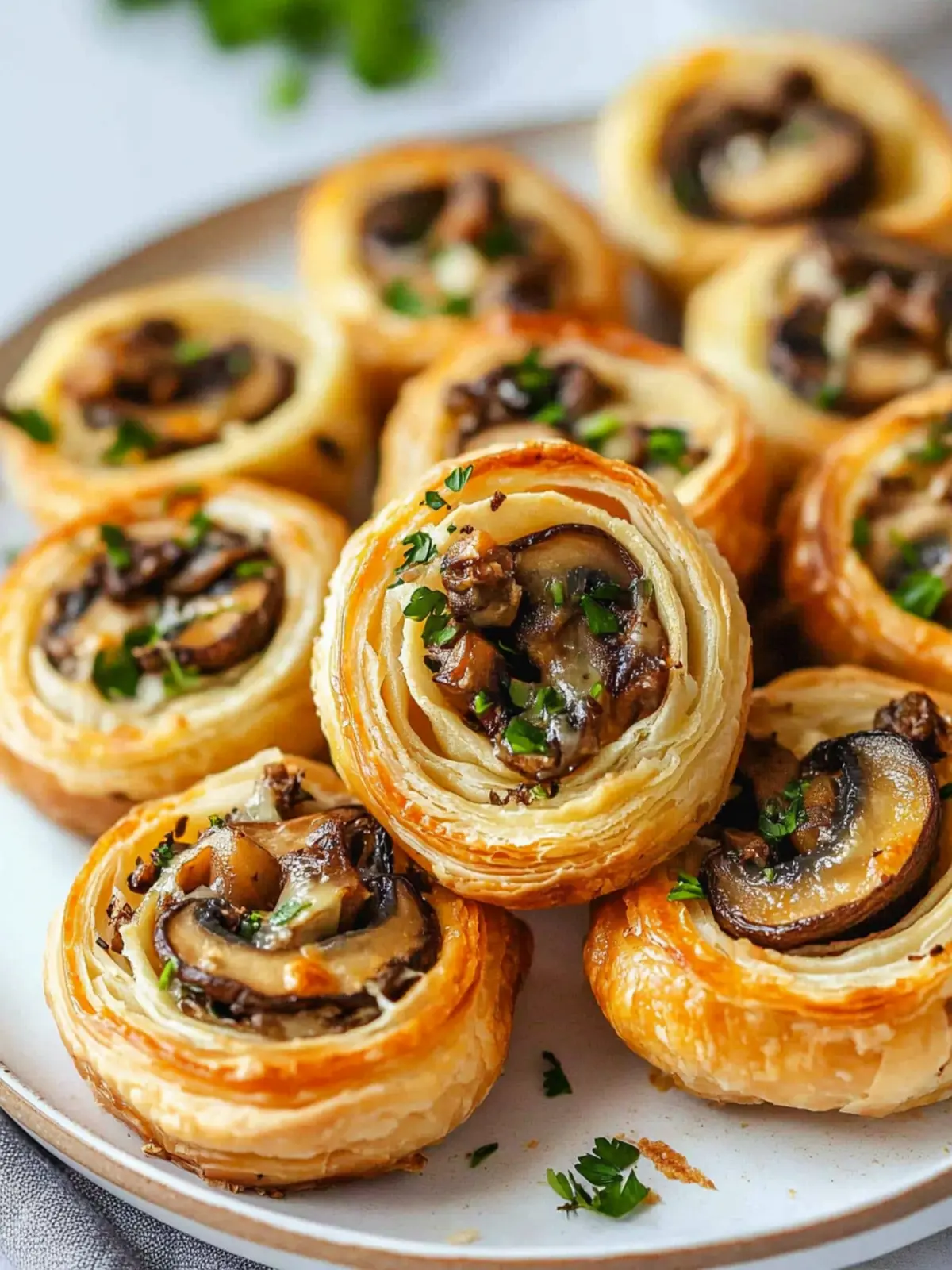Delicious Puff Pastry Pinwheels with Mushroom and Vegan Cheese 4 Puff Pastry Pinwheels with Mushroom and Vegan Cheese