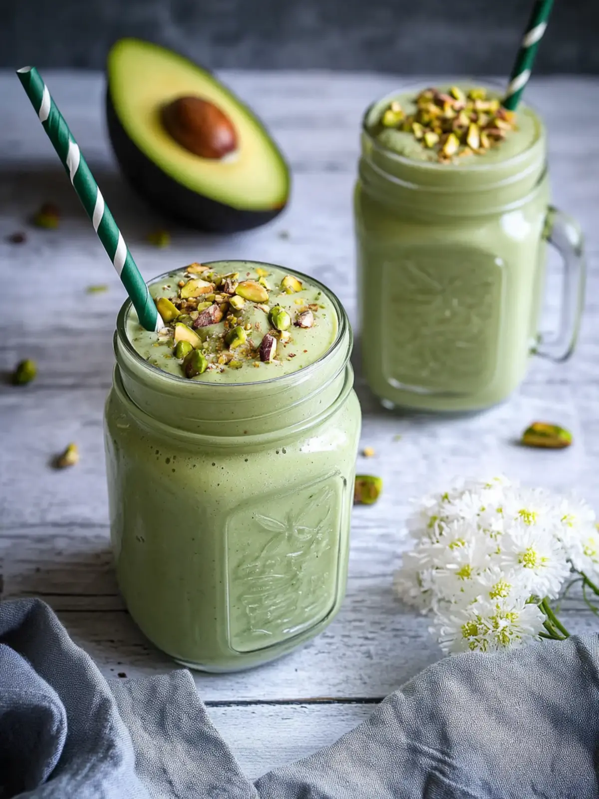 Delicious Avocado Smoothie with Matcha and Pistachio Surprise 4 Avocado Smoothie with Matcha and Pistachio