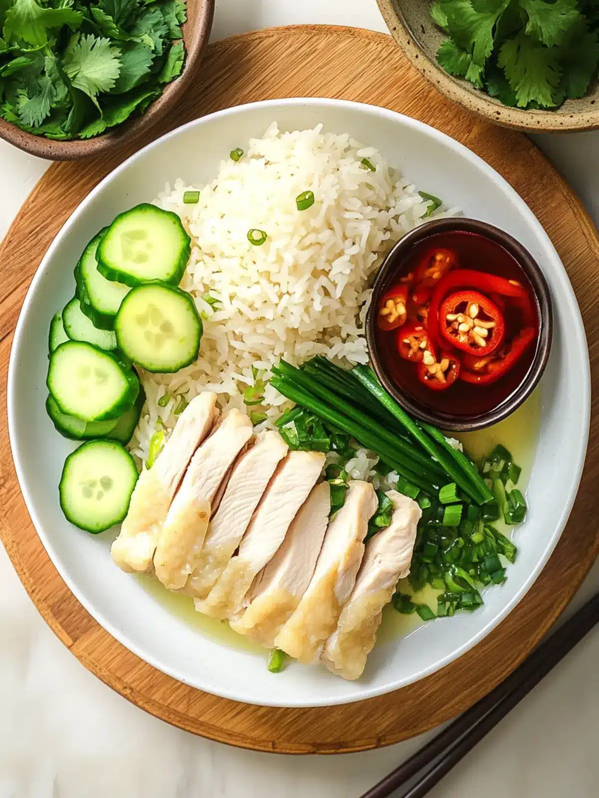 Savory One Pot Hainanese Chicken Rice with Scallion Oil Bliss 2 One Pot Hainanese Chicken Rice with Scallion Oil