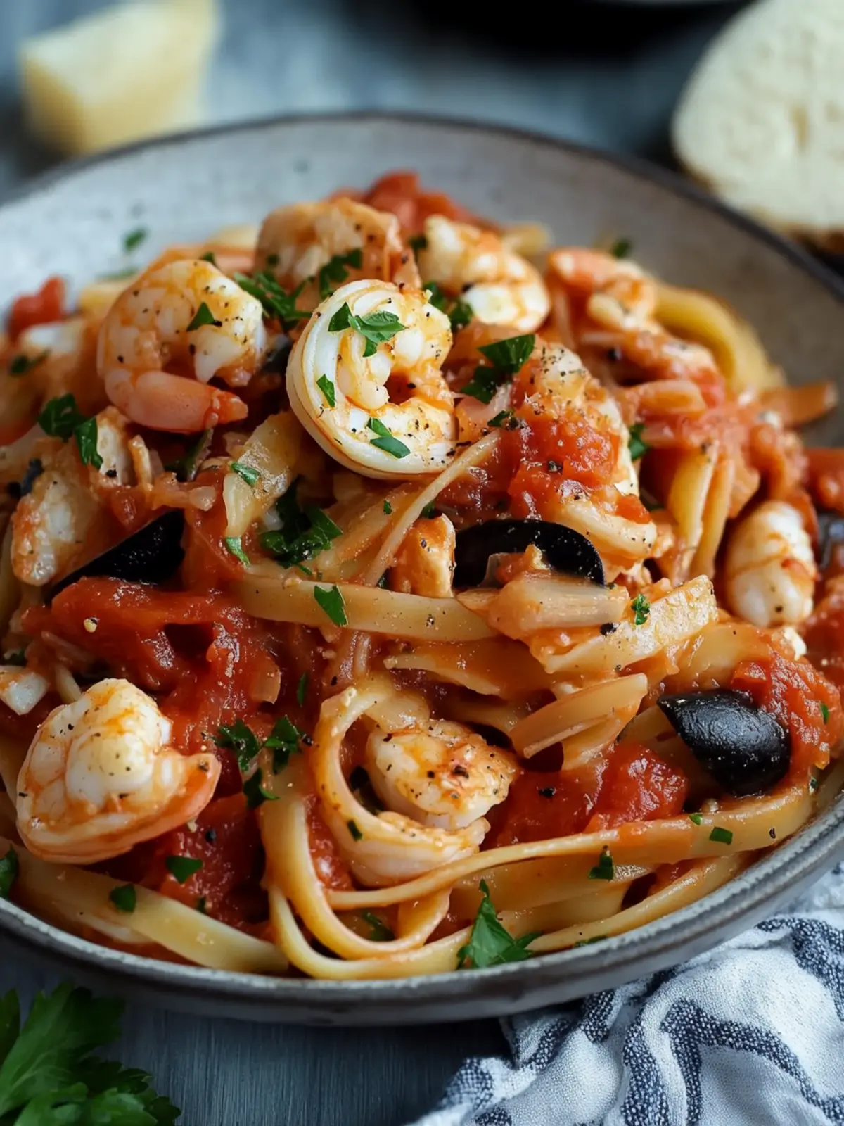Easy Seafood Pasta Linguine in Chunky Tomato Sauce Bliss 4 Seafood Pasta Linguine in Chunky Tomato Sauce