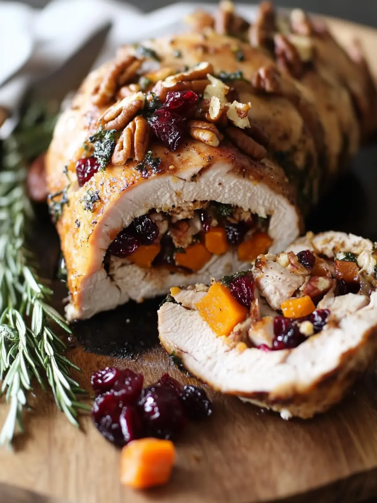 Butternut Stuffed Turkey Tenderloin: A Festive Flavor Fiesta 3 Butternut Stuffed Turkey Tenderloin with Cranberries and Pecans