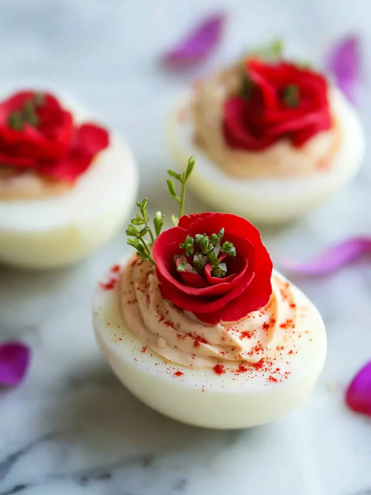 Romantic Valentine s Day Deviled Eggs with Edible Flowers 2 Romantic Valentine s Day Deviled Eggs