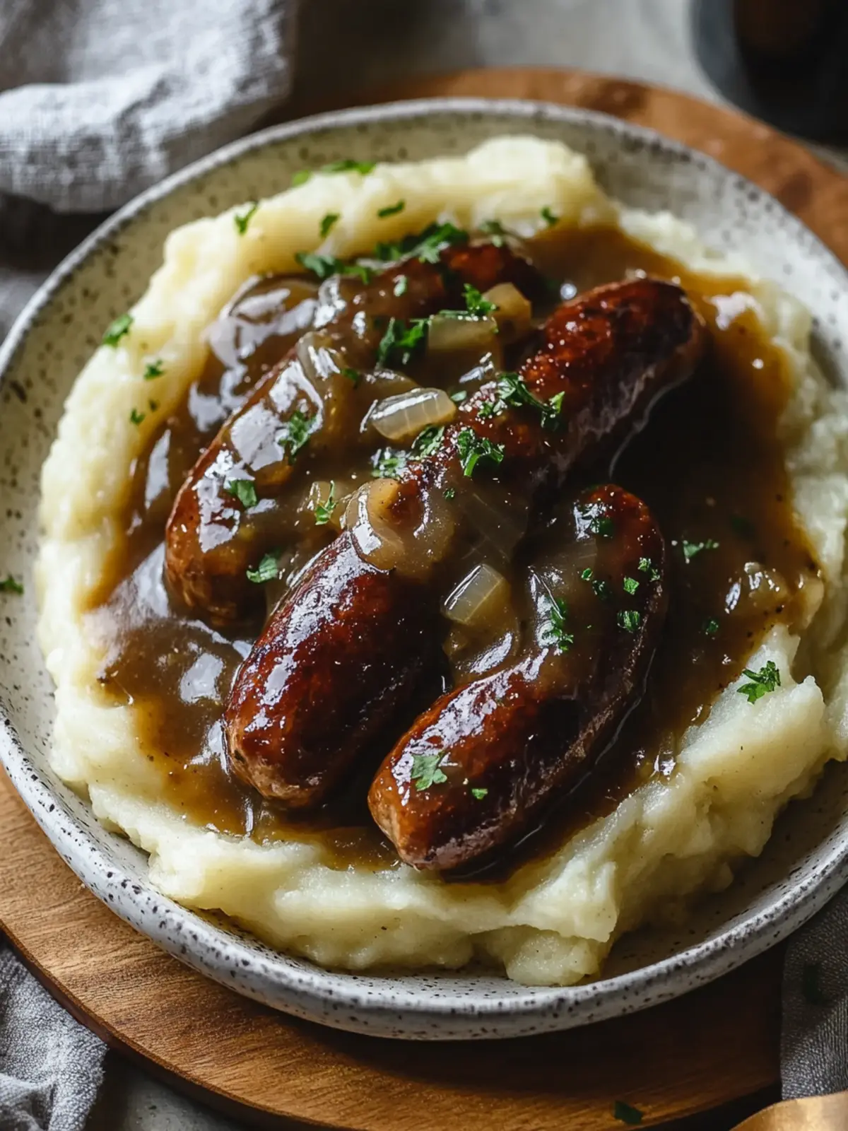 Irresistible Irish Bangers and Mash with Guinness Onion Gravy 2 Irish Bangers and Mash with Guinness Onion Gravy