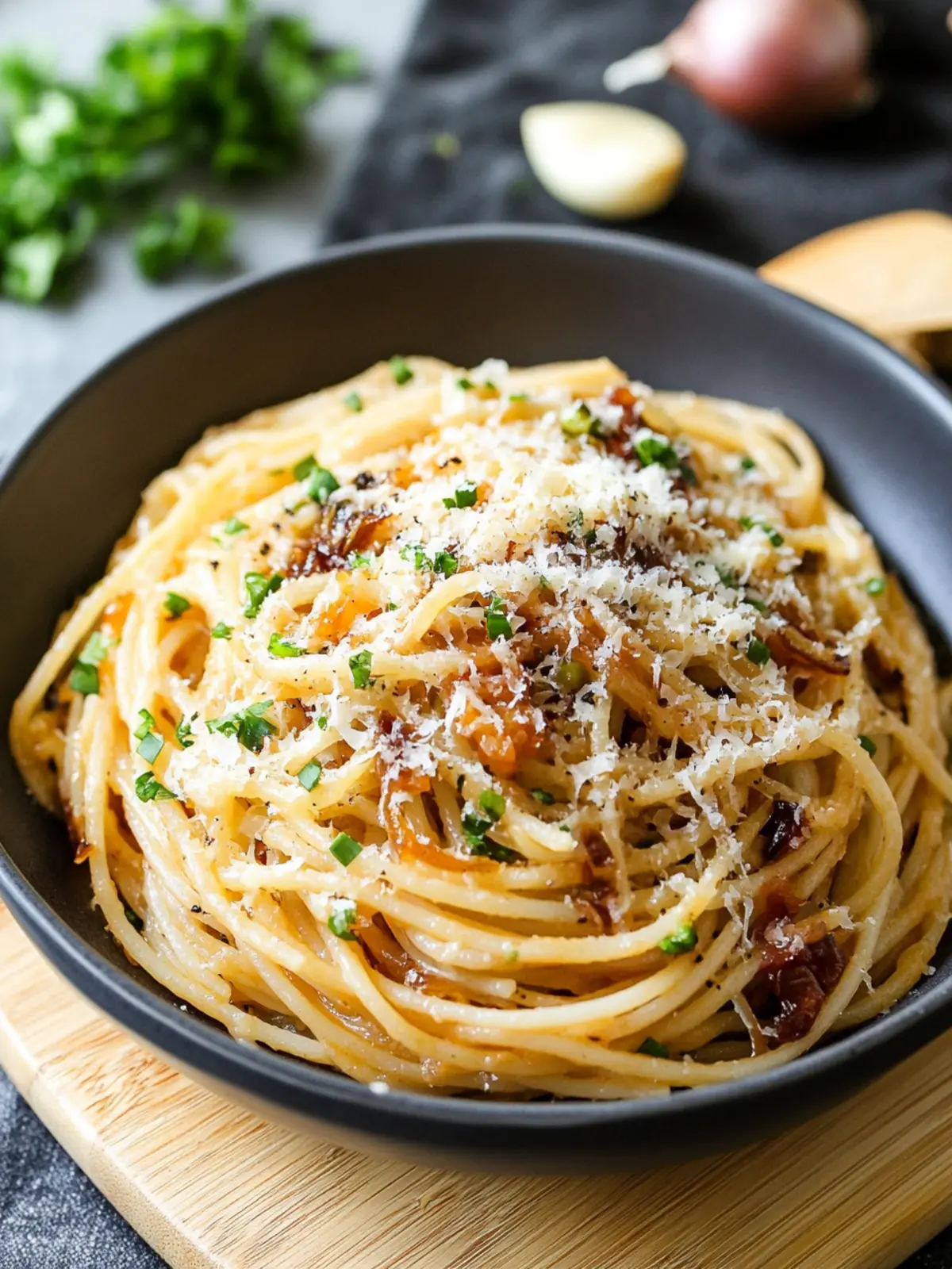 Savory Caramelized Onion and Garlic Spaghetti Delight 4 Caramelized Onion and Garlic Spaghetti