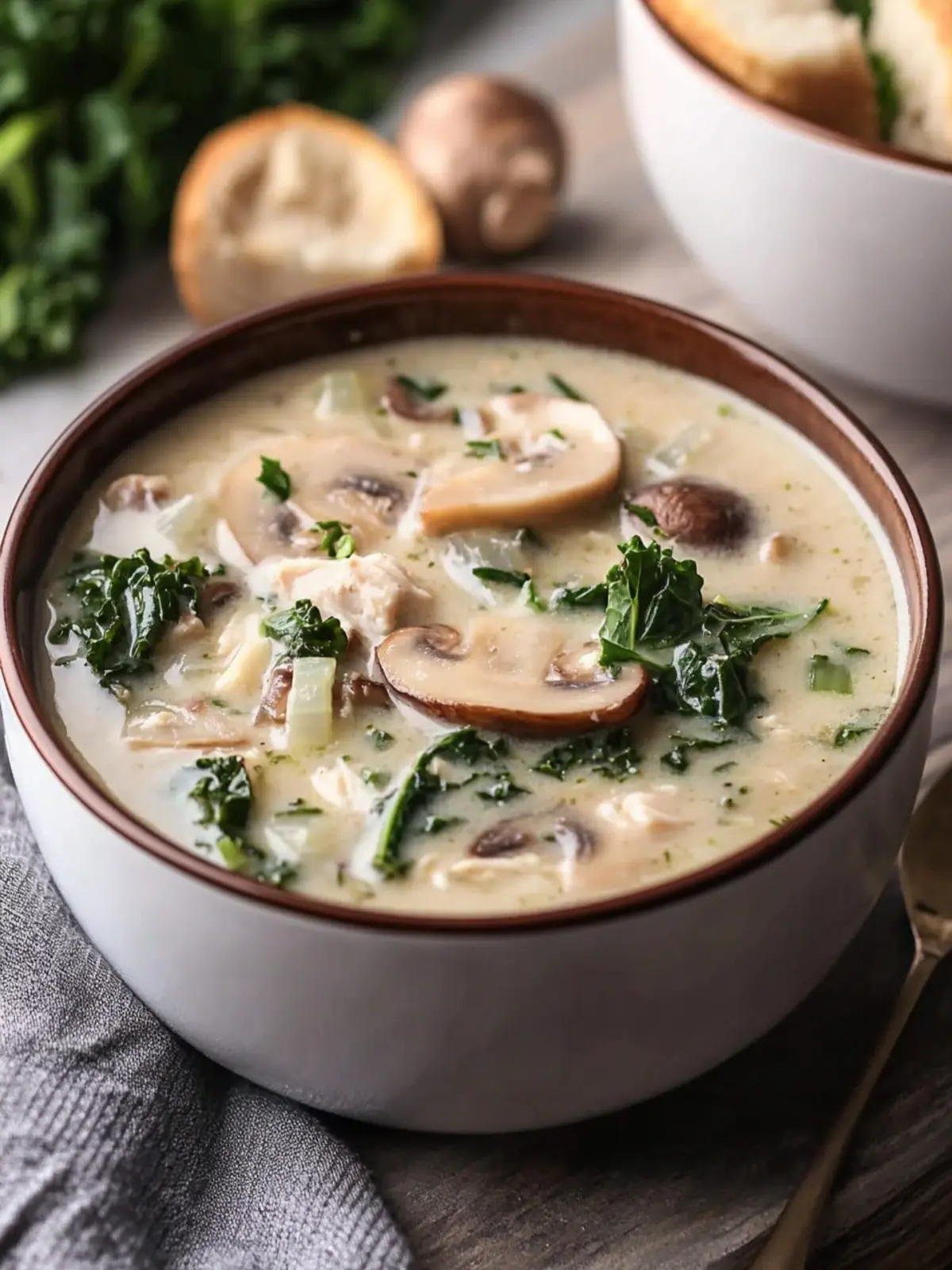 Creamy Mushroom Kale Turkey Soup for Cozy Nights In 3 Creamy Mushroom Kale Turkey Soup