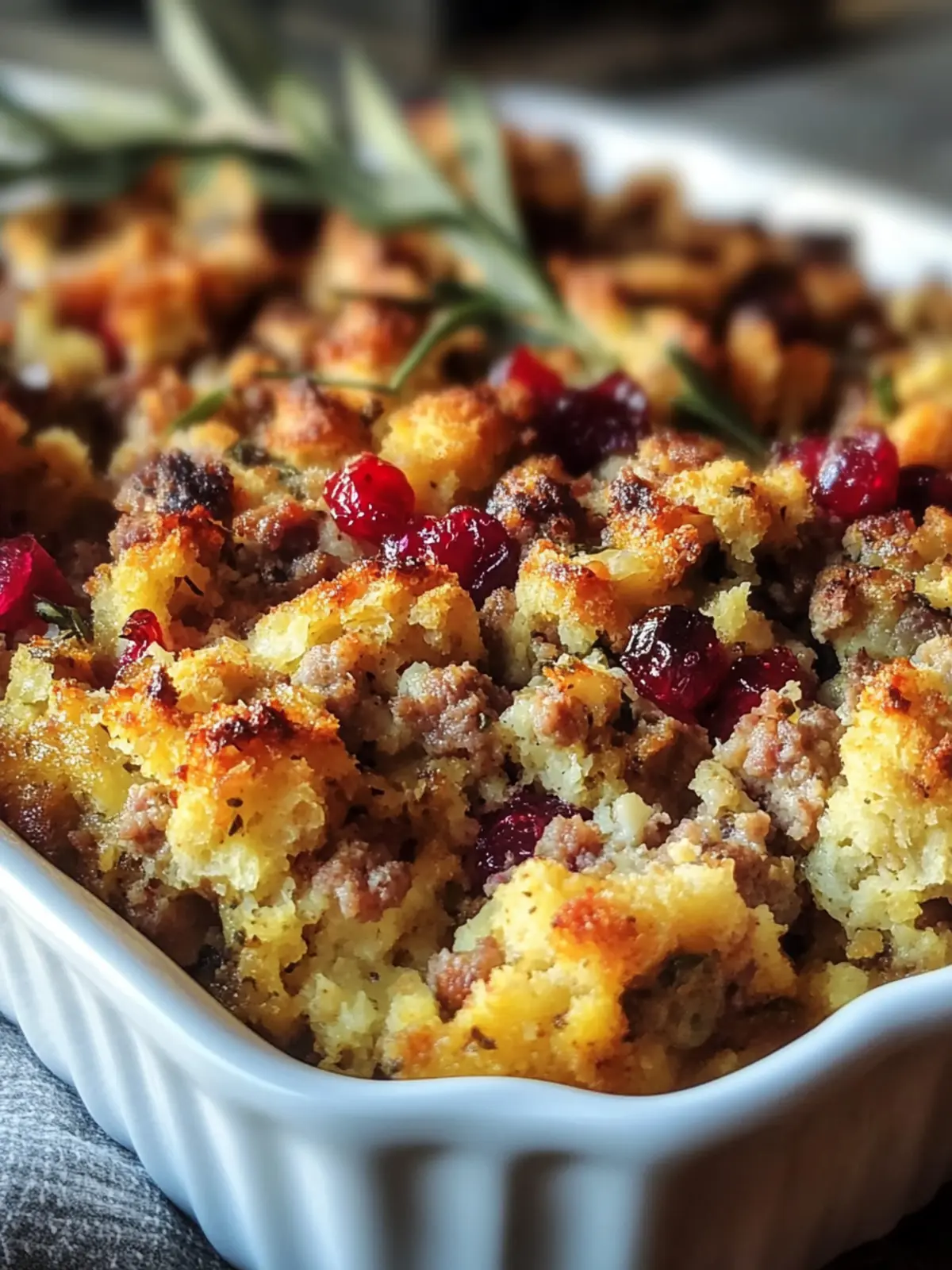 Cranberry Sausage Stuffing Breakfast Casserole for Cozy Mornings 4 Cranberry Sausage Stuffing Breakfast Casserole