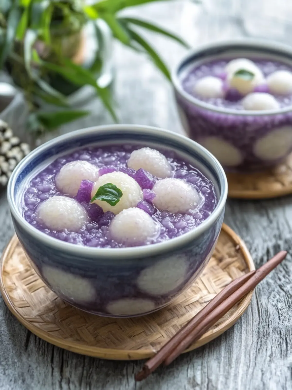 Taro & Purple Sweet Potato Sago Dessert with Glutinous Rice Balls Joy 2 Taro & Purple Sweet Potato Sago Dessert with Glutinous Rice Balls (Tang Yuan)