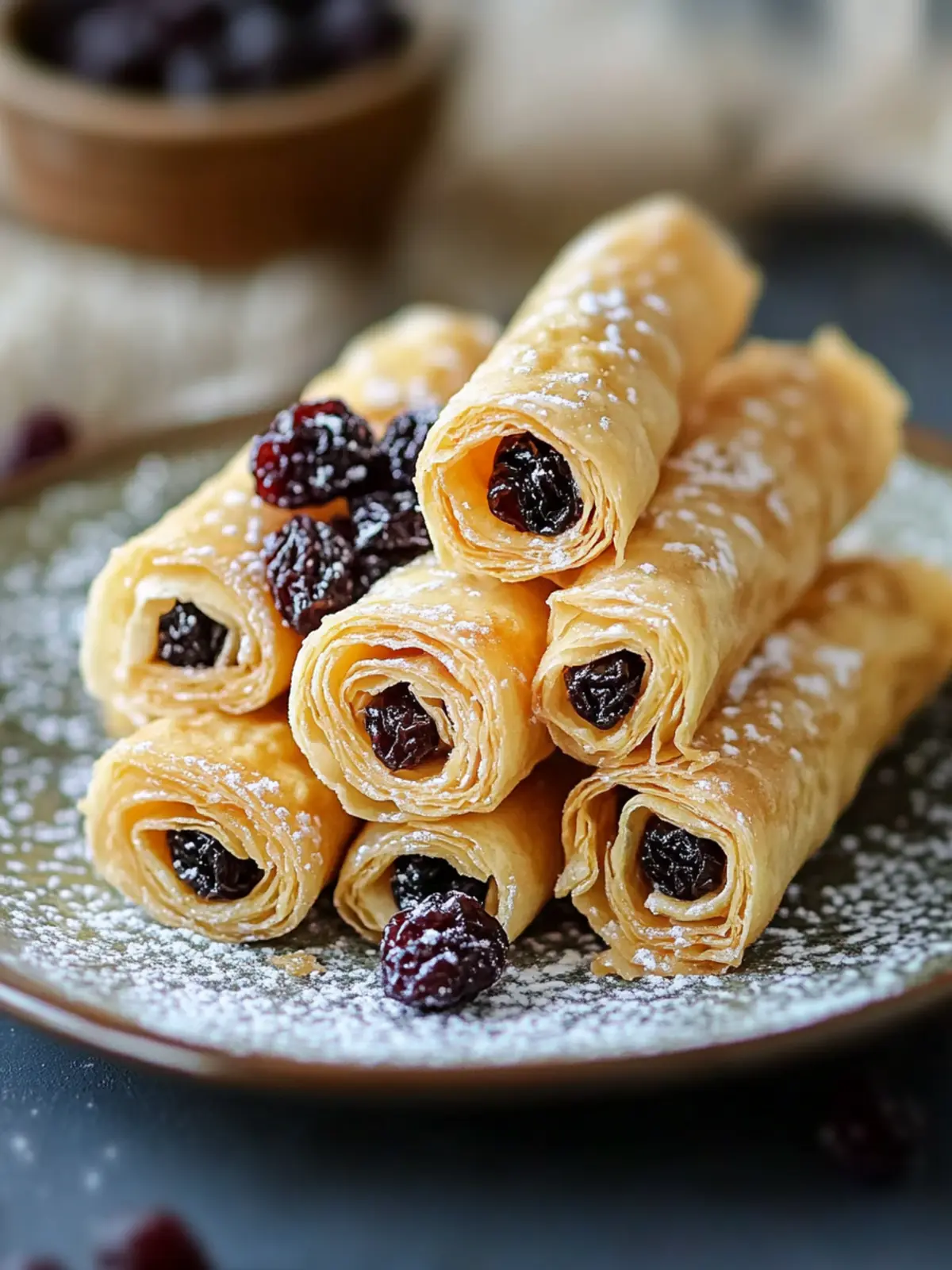 Crispy Wafer Rolls with Raisins: A Quick Homemade Snack! 2 Wafer Rolls with Raisins