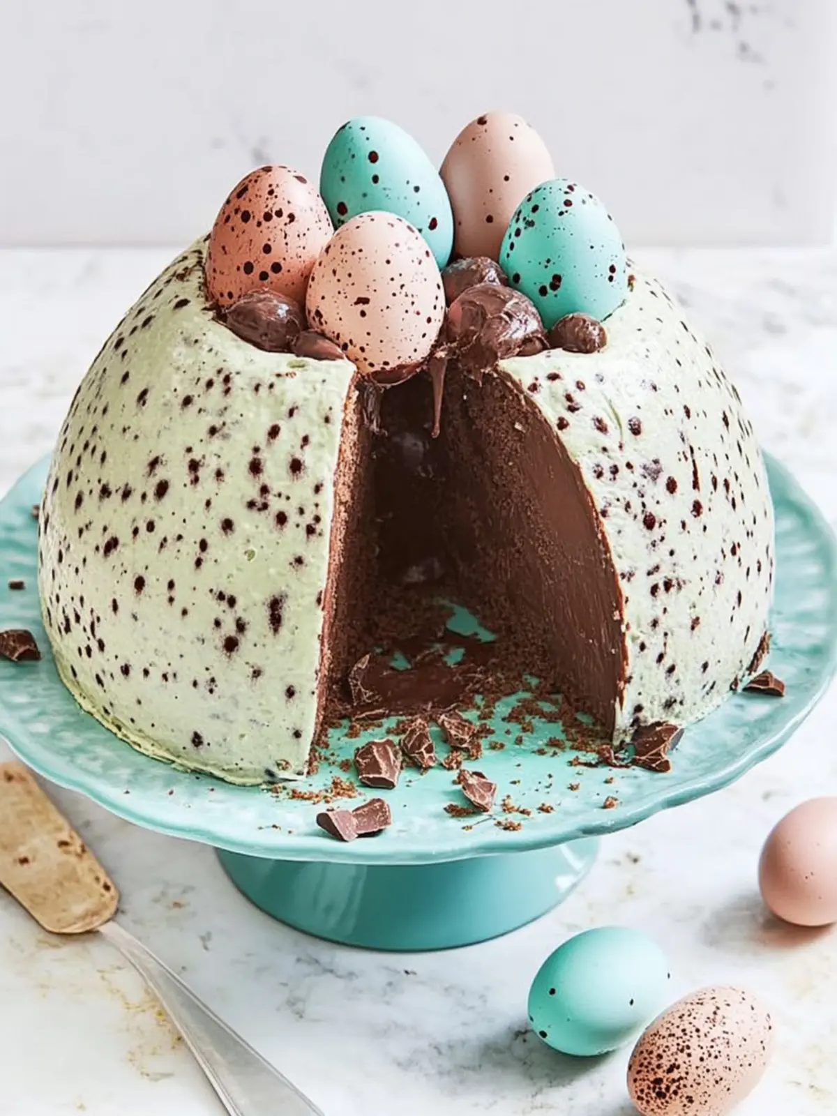 Giant Chocolate Speckled Egg Cake for an Epic Easter Celebration 2 Giant Chocolate Speckled Egg Cake