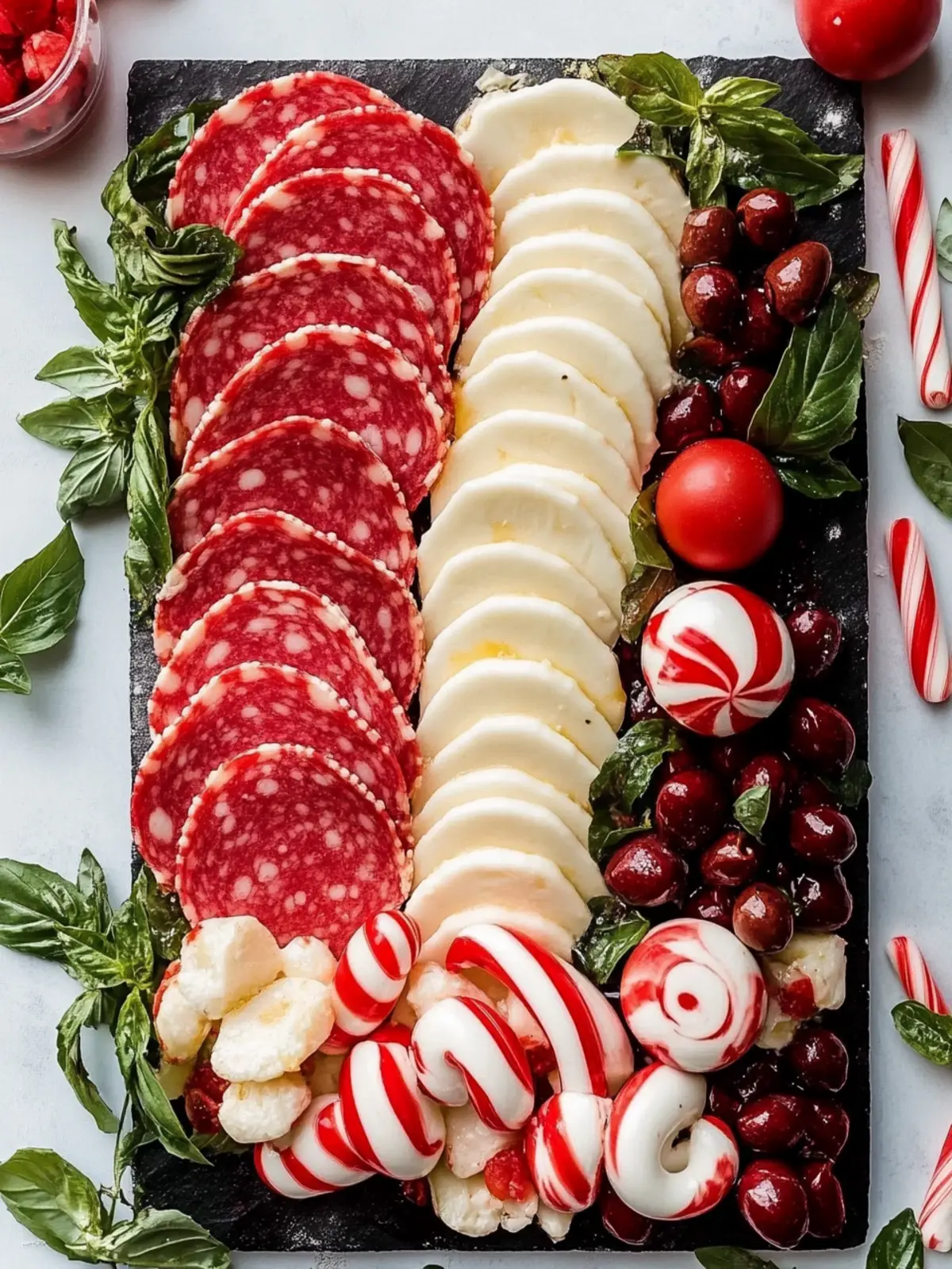 Candy Cane Caprese Board: Easy, Festive Appetizer Delight 2 Candy Cane Caprese Board