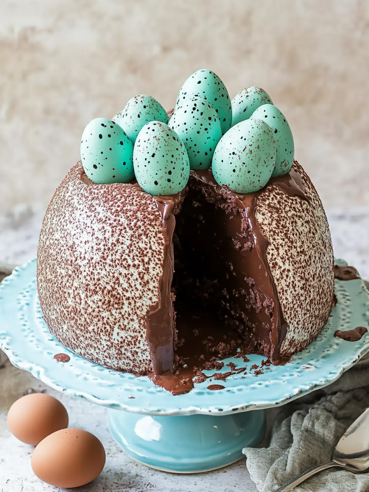 Giant Chocolate Speckled Egg Cake for an Epic Easter Celebration 4 Giant Chocolate Speckled Egg Cake