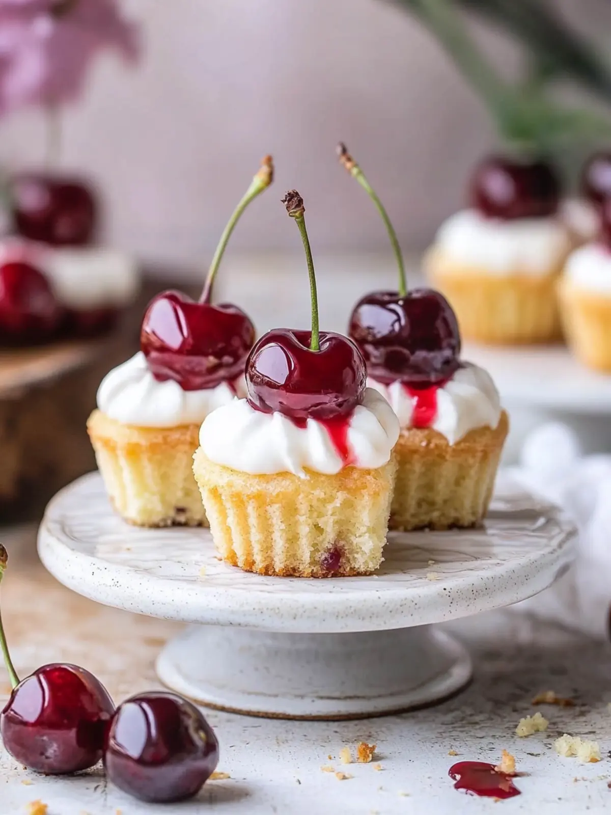 Irresistible Mini Cherry Bakewell Cakes: Sweet Bite-Sized Joy 4 Mini Cherry Bakewell Cakes