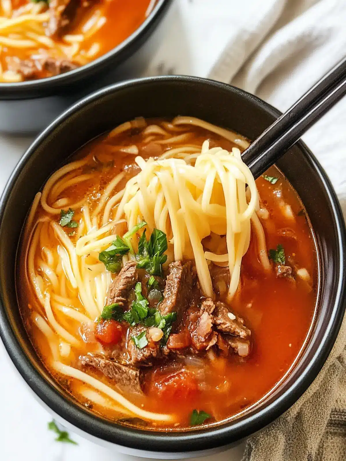 Hearty Easy Tomato Beef Noodle Soup in One Pot 2 Easy Tomato Beef Noodle Soup