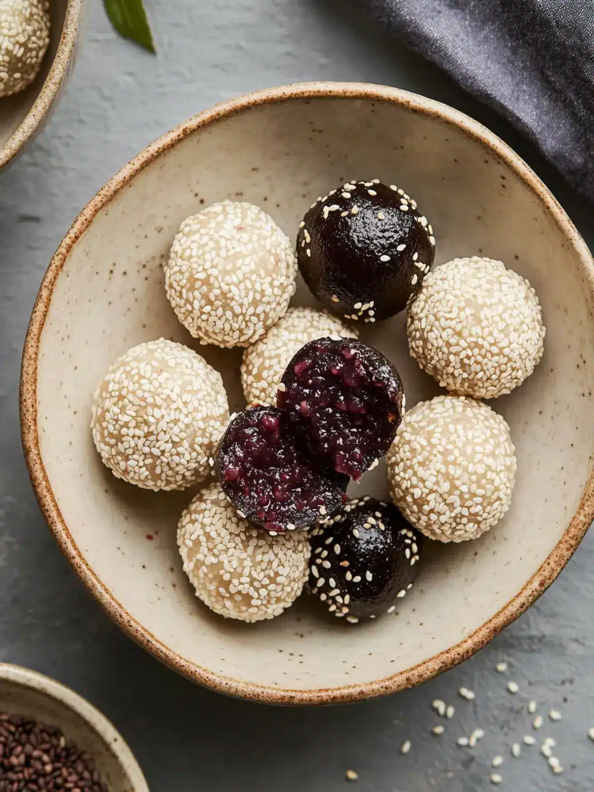 Crispy Sesame Balls with Red Bean Paste: A Sweet Treat Delight 4 Sesame Balls with Red Bean Paste