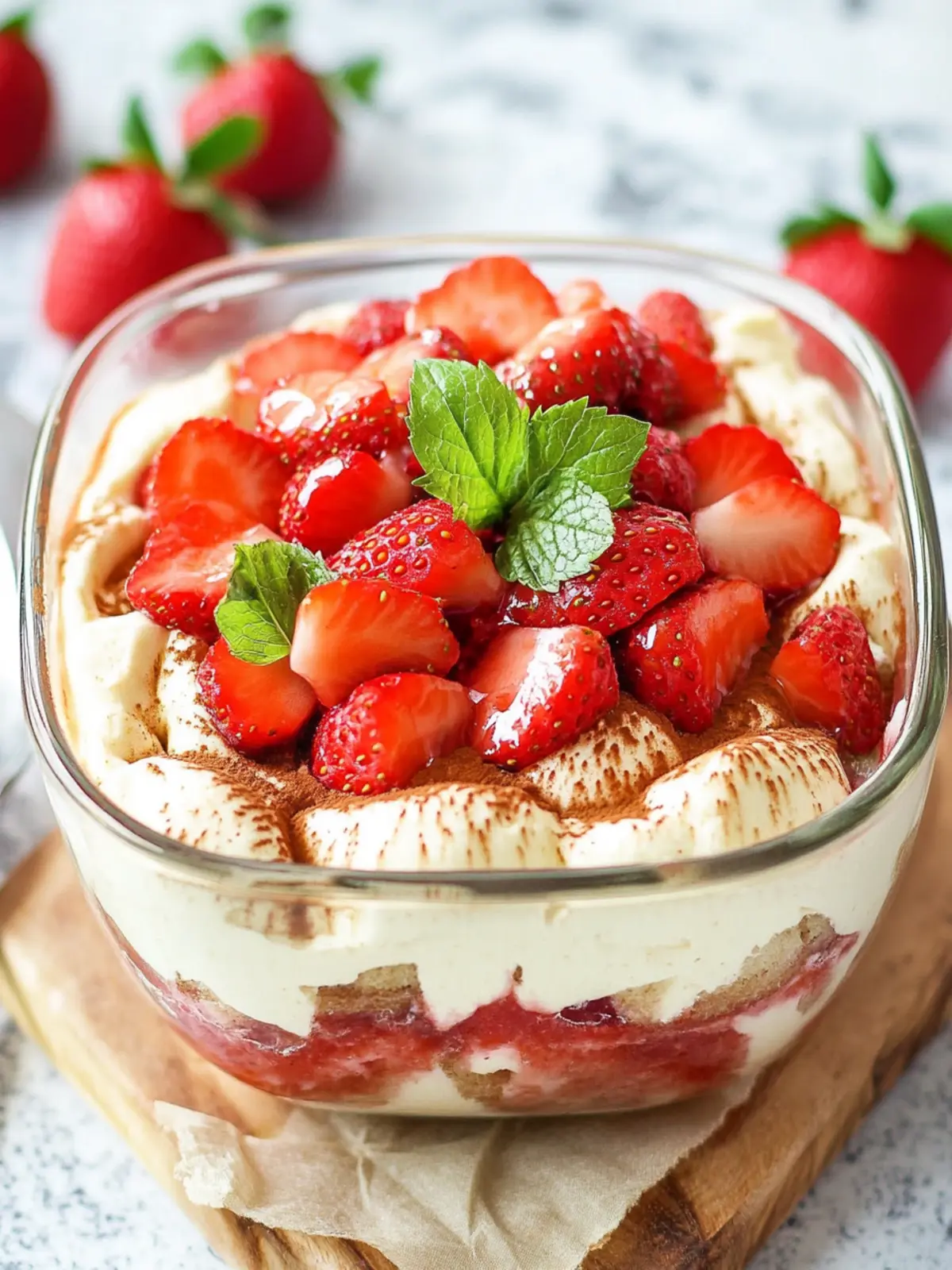 Irresistible Strawberry Tiramisu: No-Bake Summer Delight 3 Strawberry Tiramisu'