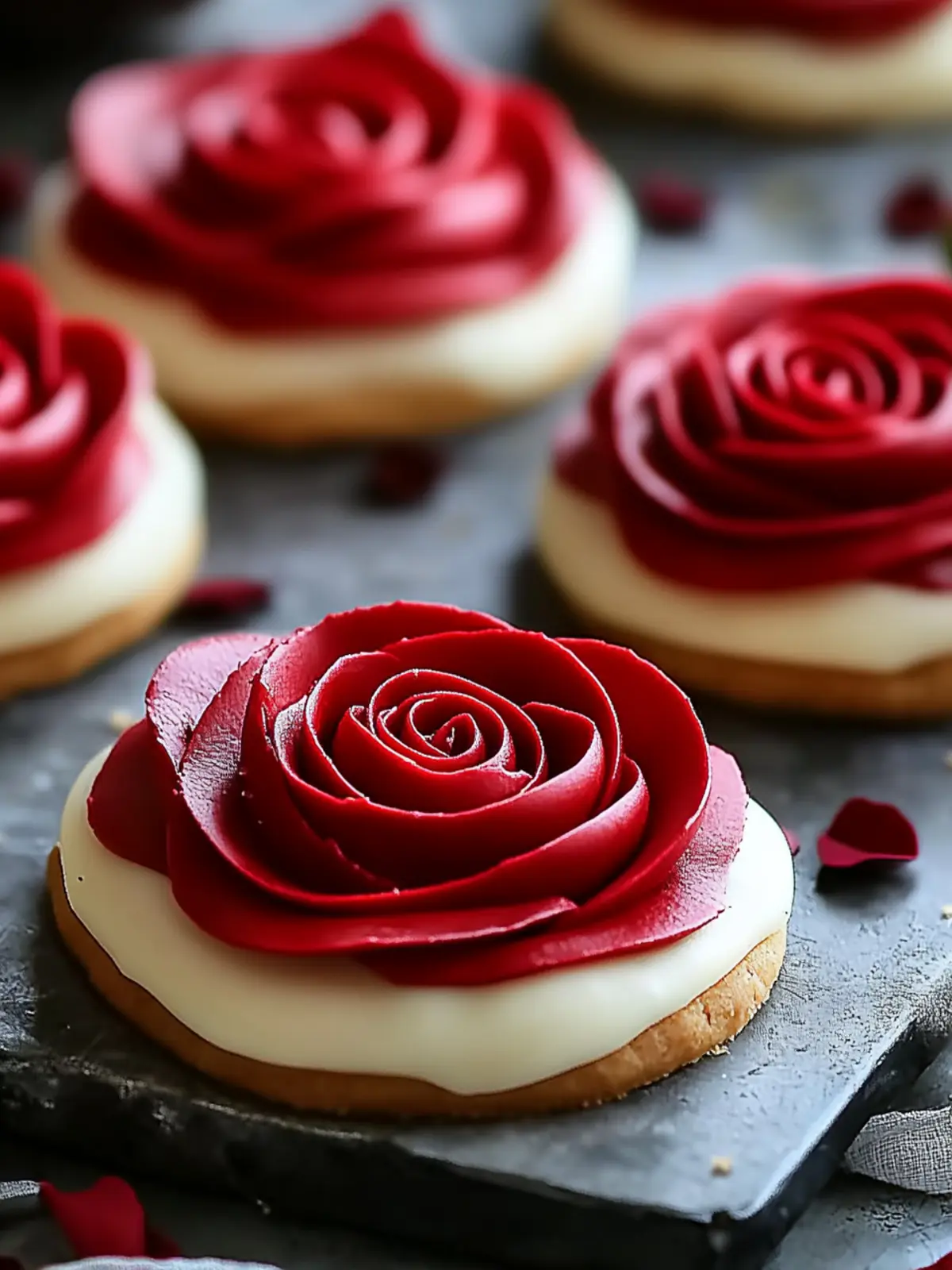 Irresistible Red Velvet Butter Cookie Roses with Creamy Filling 3 Red Velvet Butter Cookie Roses