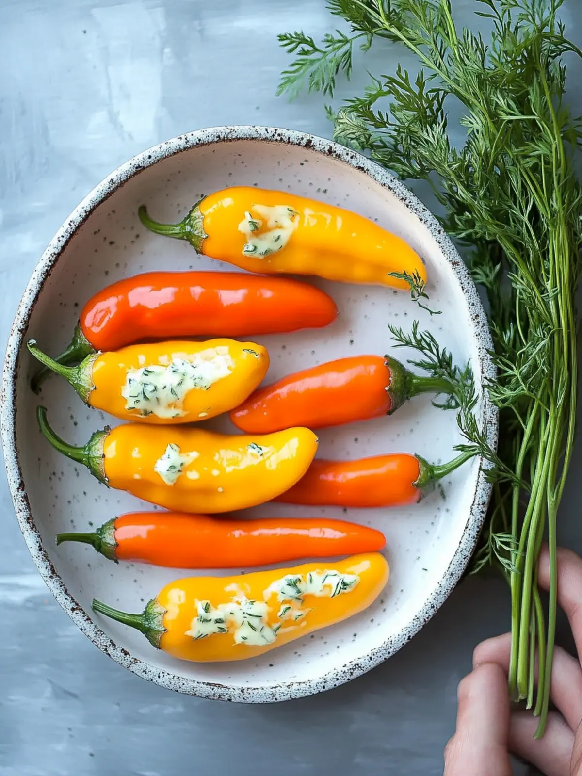 Mini 'Carrot' Peppers: Colorful Herb Cream Cheese Delights 2 Mini 'Carrot' Peppers