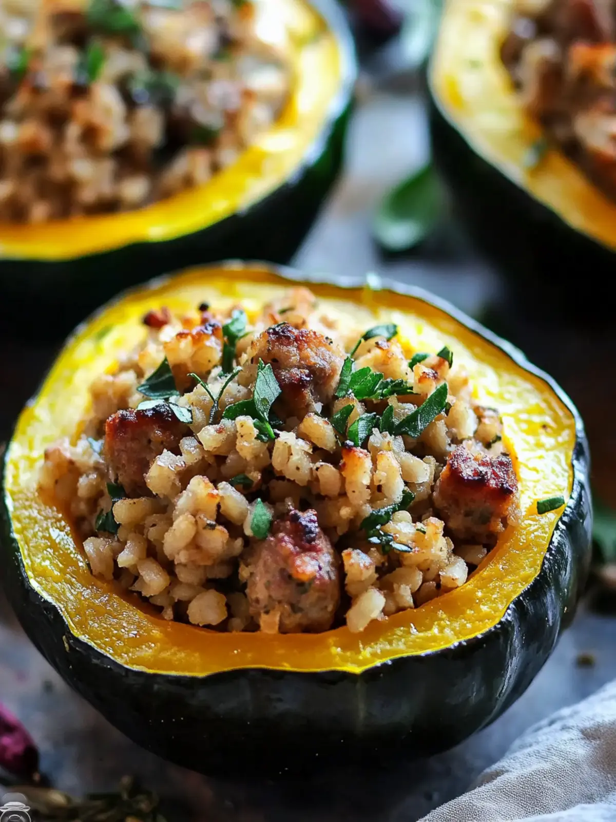 Savory Farro and Sausage Stuffed Acorn Squash Delight 4 Farro and Sausage Stuffed Acorn Squash