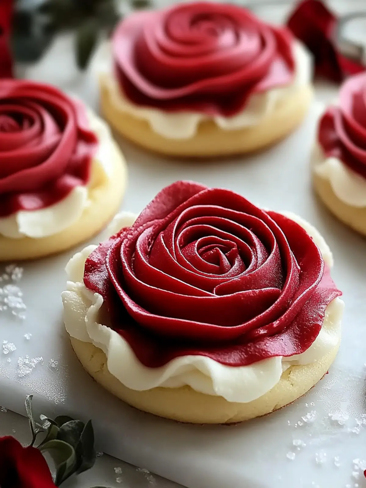 Irresistible Red Velvet Butter Cookie Roses with Creamy Filling 2 Red Velvet Butter Cookie Roses