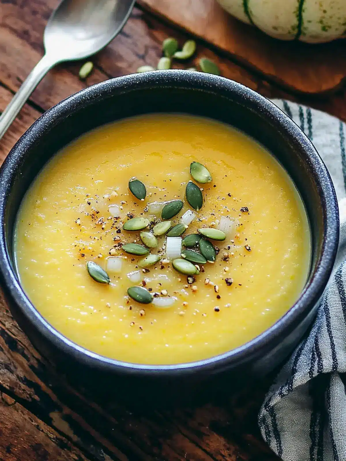 Cozy Up with Roasted Acorn Squash Soup, Leeks, and Pepitas 2 Roasted Acorn Squash Soup with Leeks and Pepitas