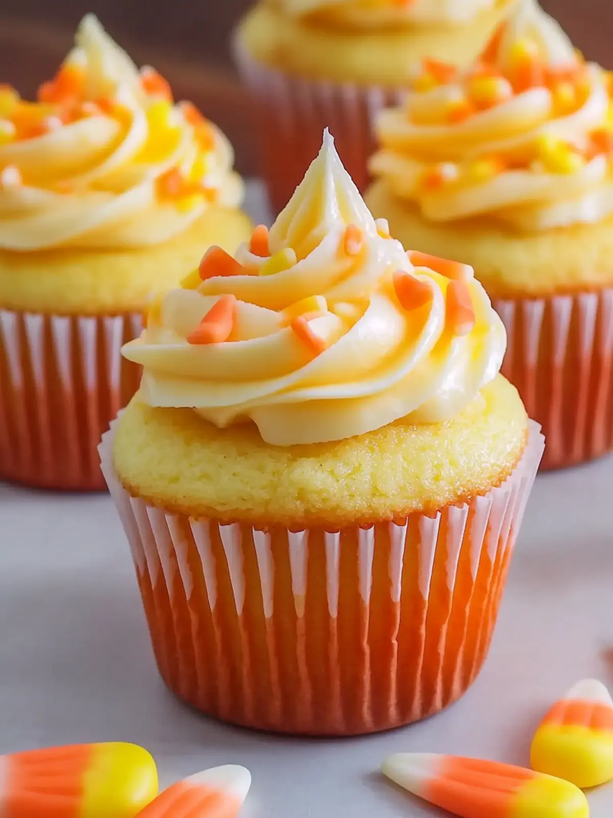 Candy Corn Cupcakes with Bright Buttercream Frosting Bliss 2 Candy Corn Cupcakes with Bright Buttercream Frosting
