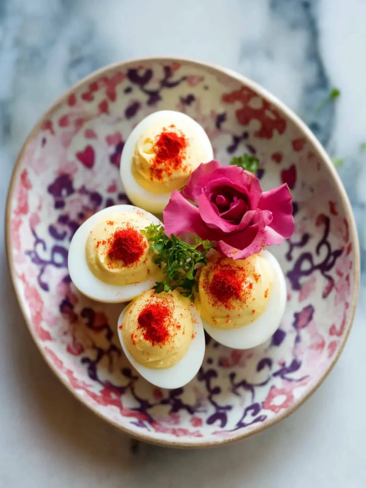 Romantic Valentine s Day Deviled Eggs with Edible Flowers 4 Romantic Valentine s Day Deviled Eggs