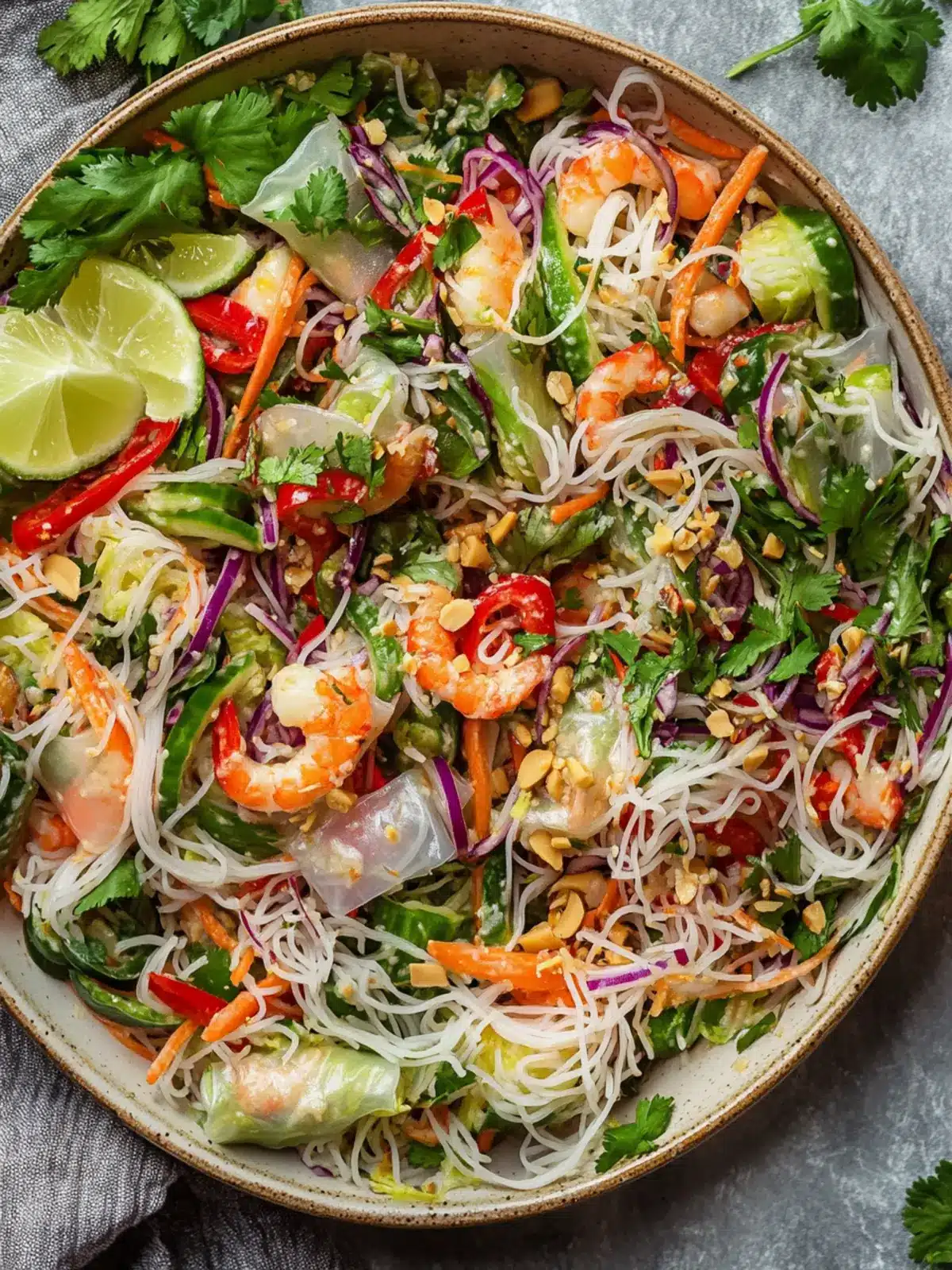 Ultimate Spring Roll Salad with Peanut Dressing Bliss 3 Spring Roll Salad with Peanut Dressing