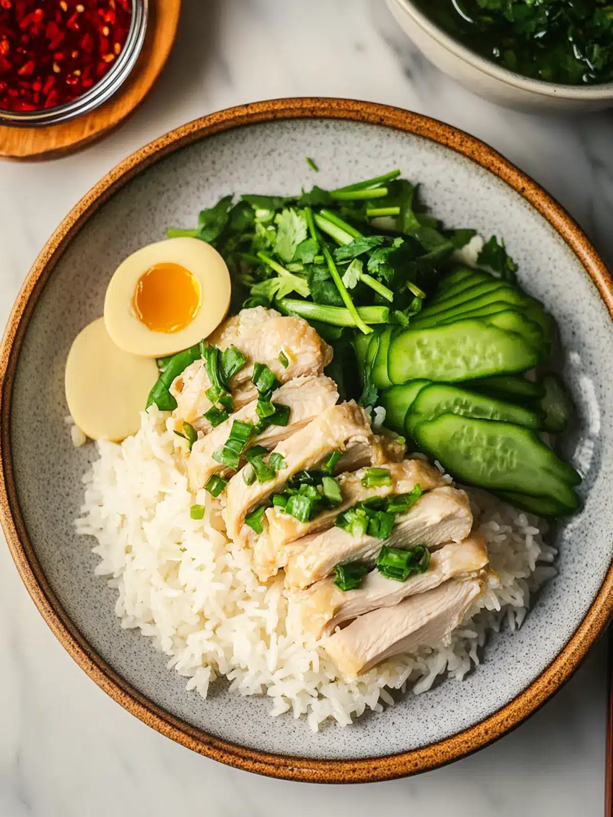 Savory One Pot Hainanese Chicken Rice with Scallion Oil Bliss 4 One Pot Hainanese Chicken Rice with Scallion Oil