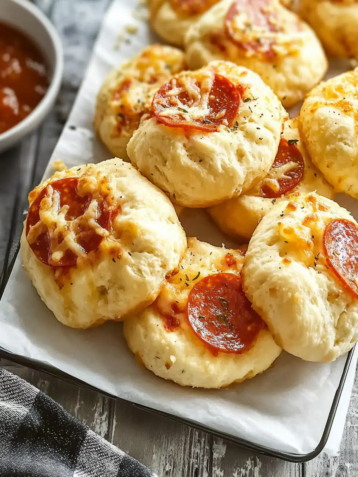 Melt-in-Your-Mouth Cheesy Pepperoni Pizza Biscuits 3 Cheesy Pepperoni Pizza Biscuits