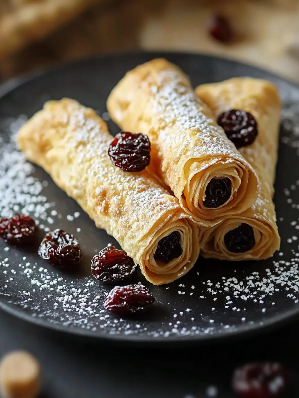 Crispy Wafer Rolls with Raisins: A Quick Homemade Snack! 3 Wafer Rolls with Raisins