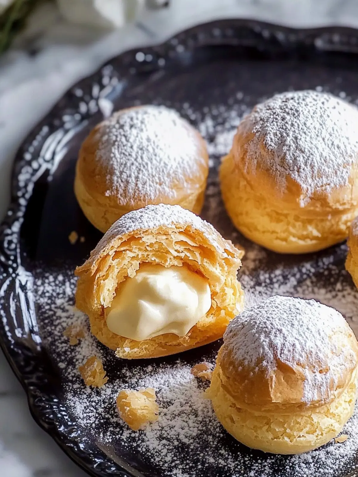 Choux au Craquelin: Irresistible Thai Tea Cream Puffs 3 Choux au Craquelin (Cream Puffs) with Thai Tea Diplomat Cream