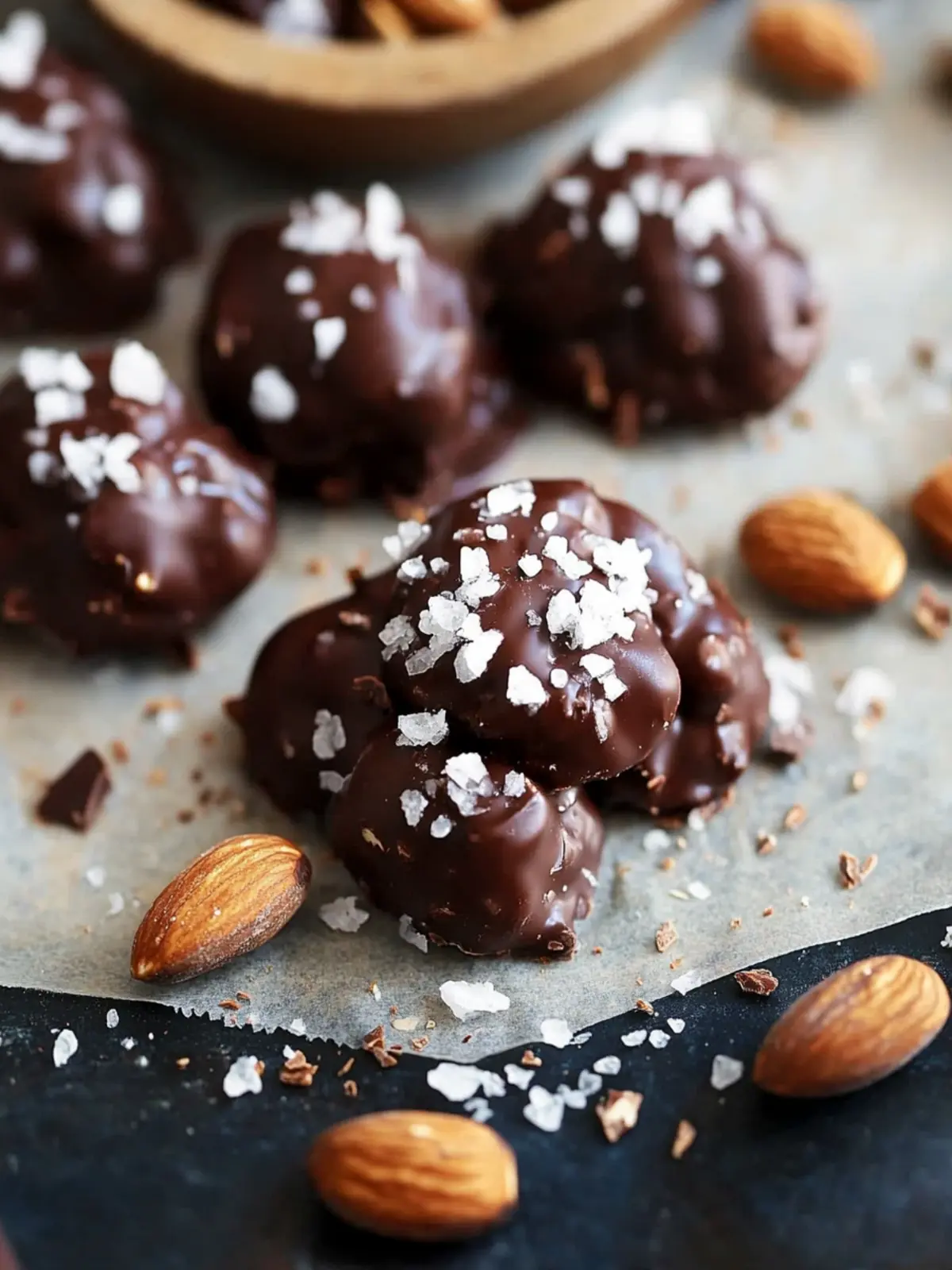 Irresistible Dark Chocolate Nut Clusters with Sea Salt Delight 4 Dark Chocolate Nut Clusters with Sea Salt