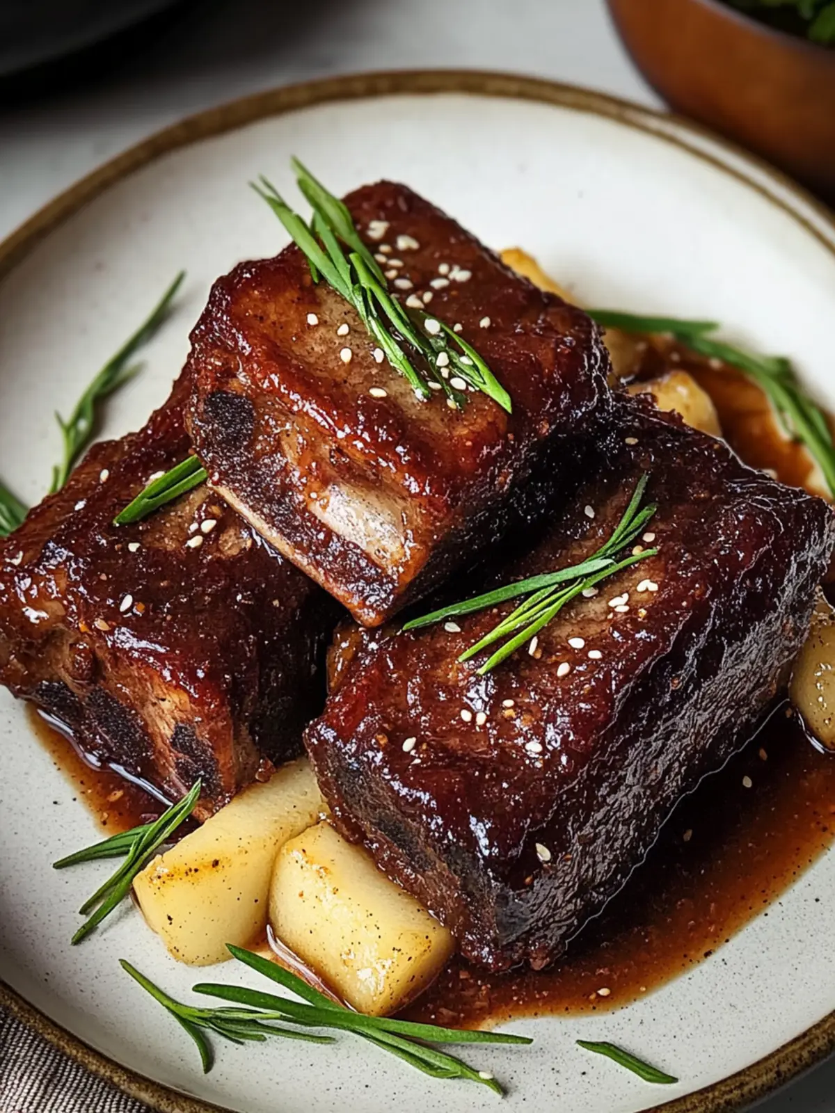Slow Cooked Beef Short Ribs in Soy Apple Sauce Bliss 3 Slow Cooked Beef Short Ribs in Soy Apple Sauce