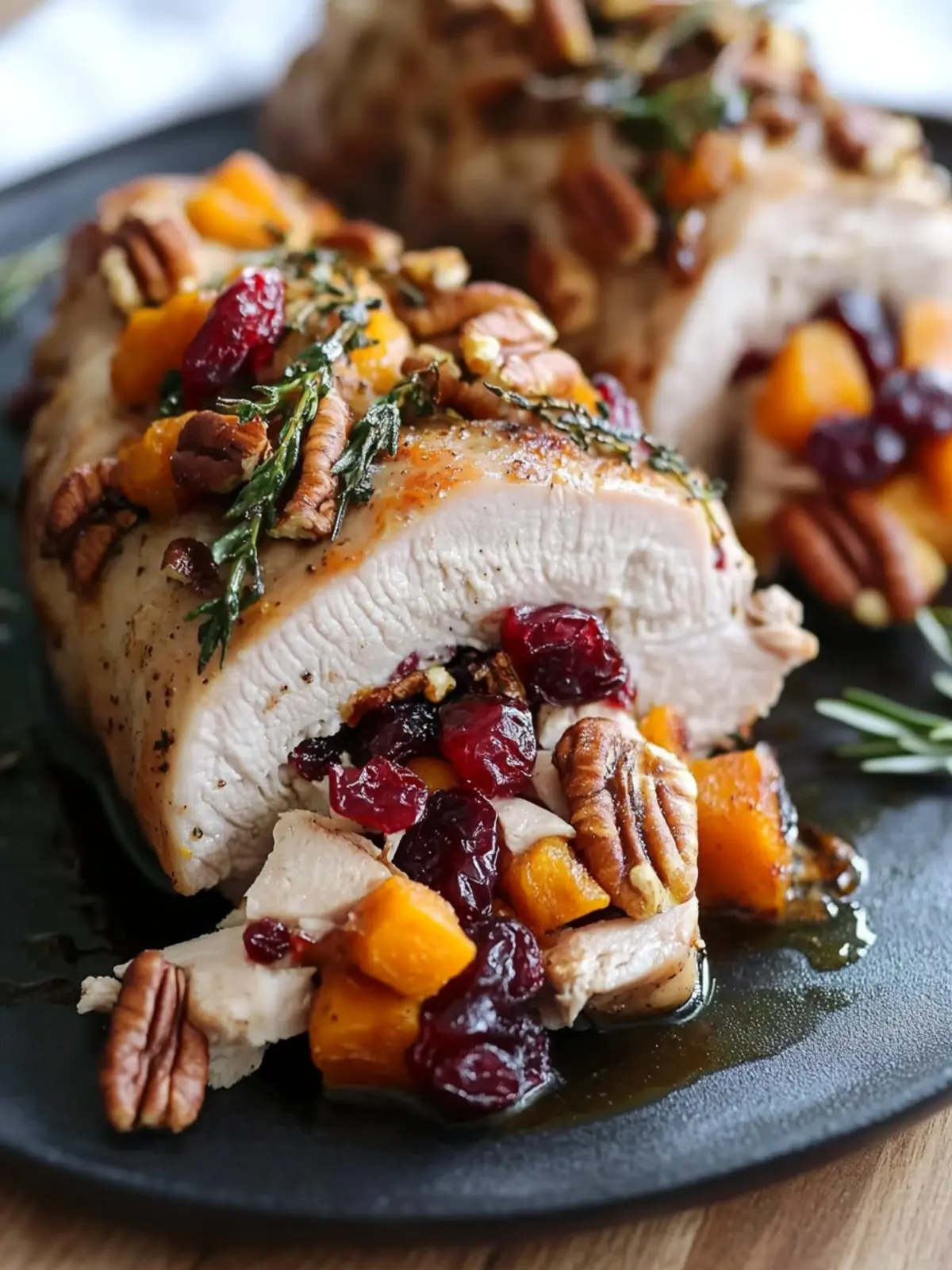 Butternut Stuffed Turkey Tenderloin: A Festive Flavor Fiesta 2 Butternut Stuffed Turkey Tenderloin with Cranberries and Pecans