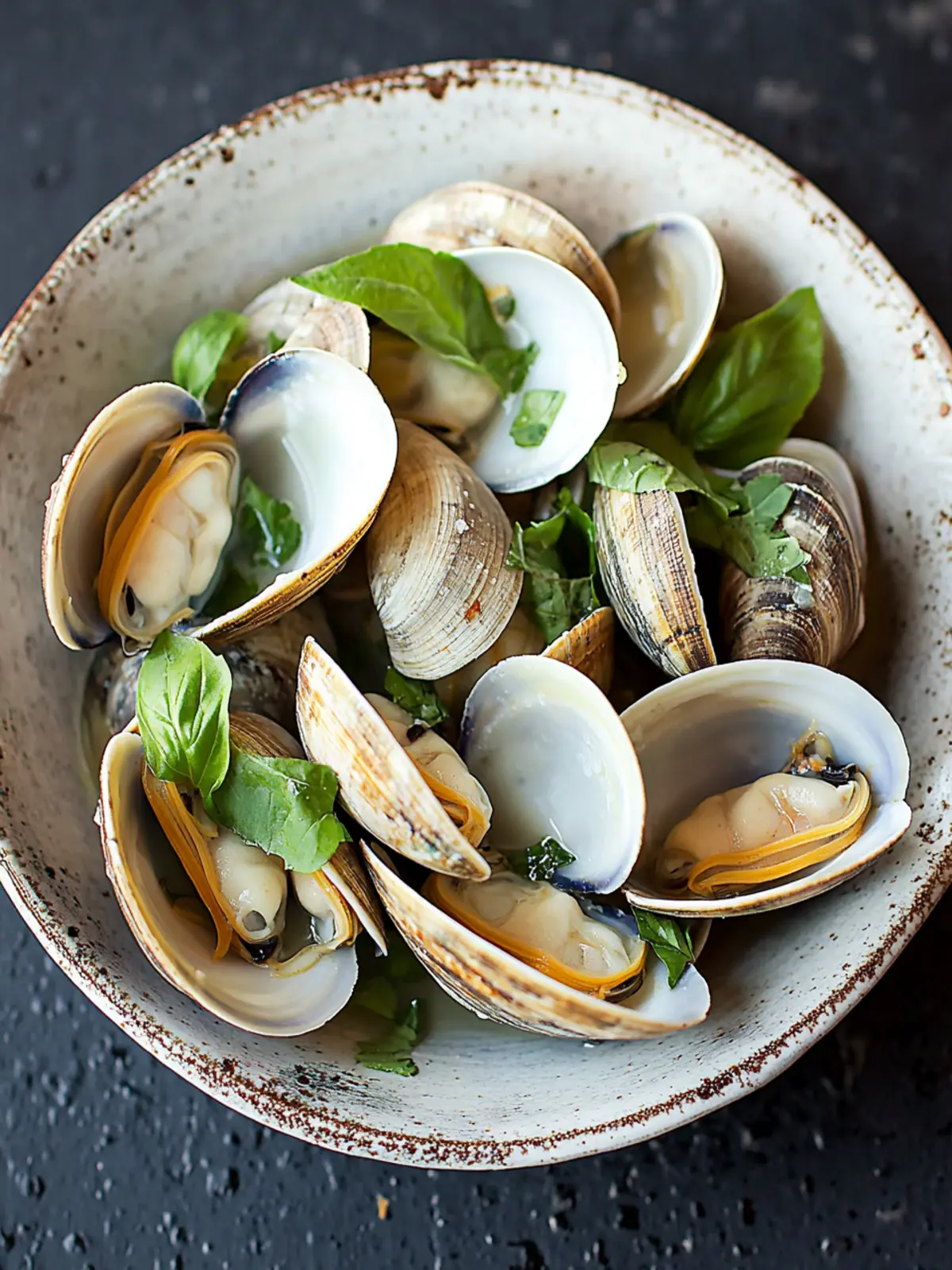 Savory Steamed Clams with Fresh Basil in 10 Minutes 2 Steamed Clams with Fresh Basil