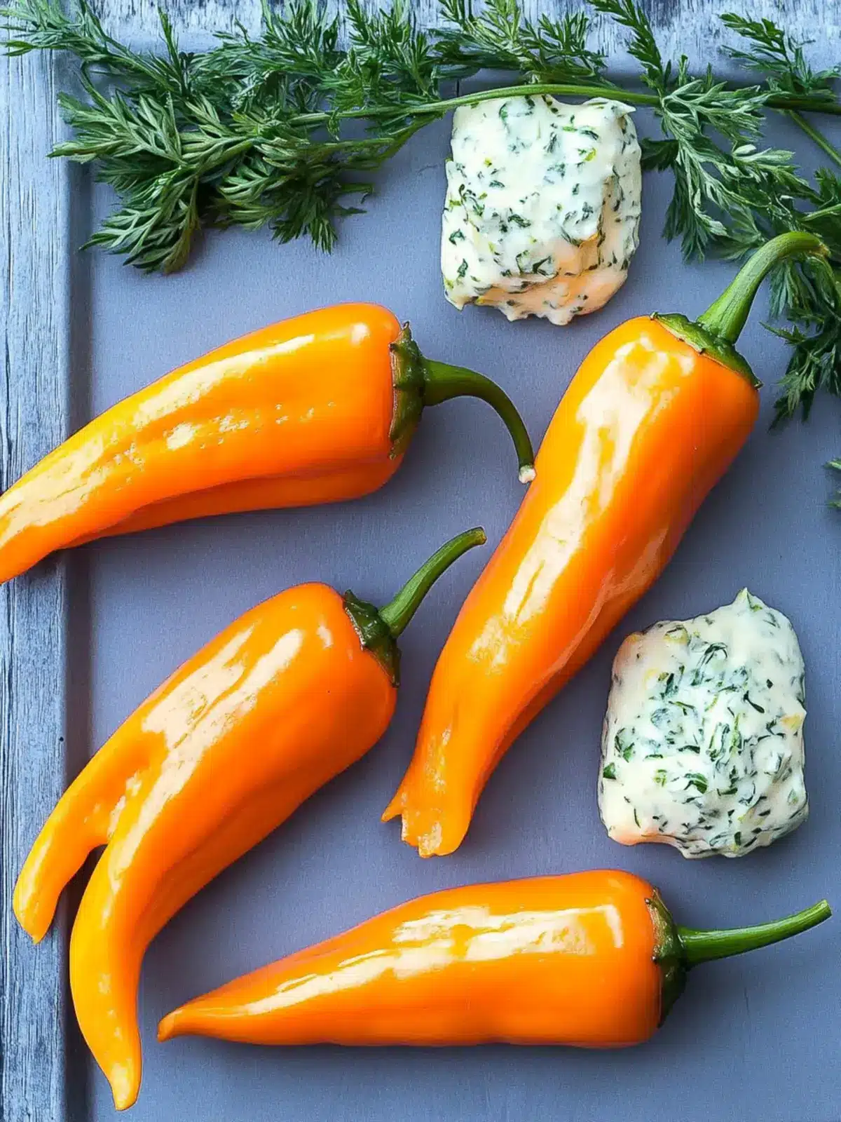 Mini 'Carrot' Peppers: Colorful Herb Cream Cheese Delights 4 Mini 'Carrot' Peppers