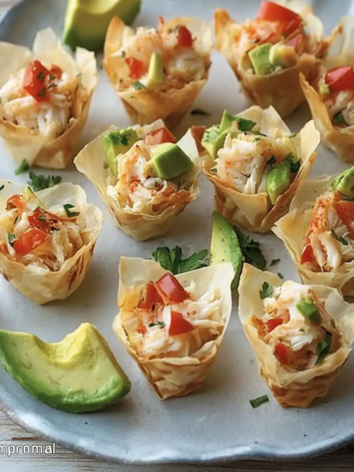 Crab and Avocado Phyllo Bites Ready in 20 Minutes! 4 Crab and Avocado Phyllo Bites