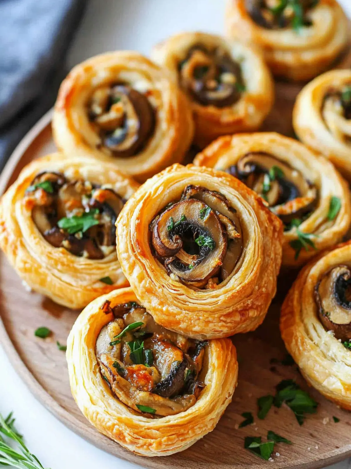 Delicious Puff Pastry Pinwheels with Mushroom and Vegan Cheese 3 Puff Pastry Pinwheels with Mushroom and Vegan Cheese