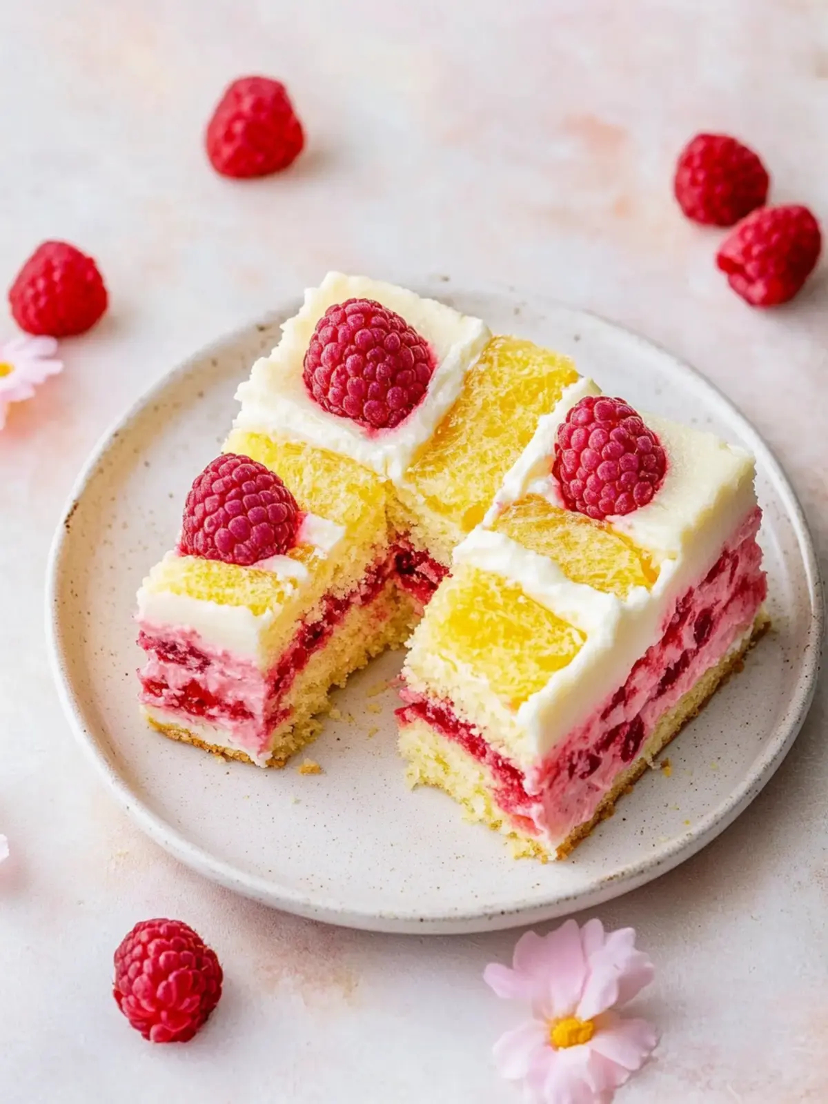 Tropical Pina Colada Raspberry Battenberg Cake for Celebrations 2 Pina Colada Raspberry Battenberg Cake