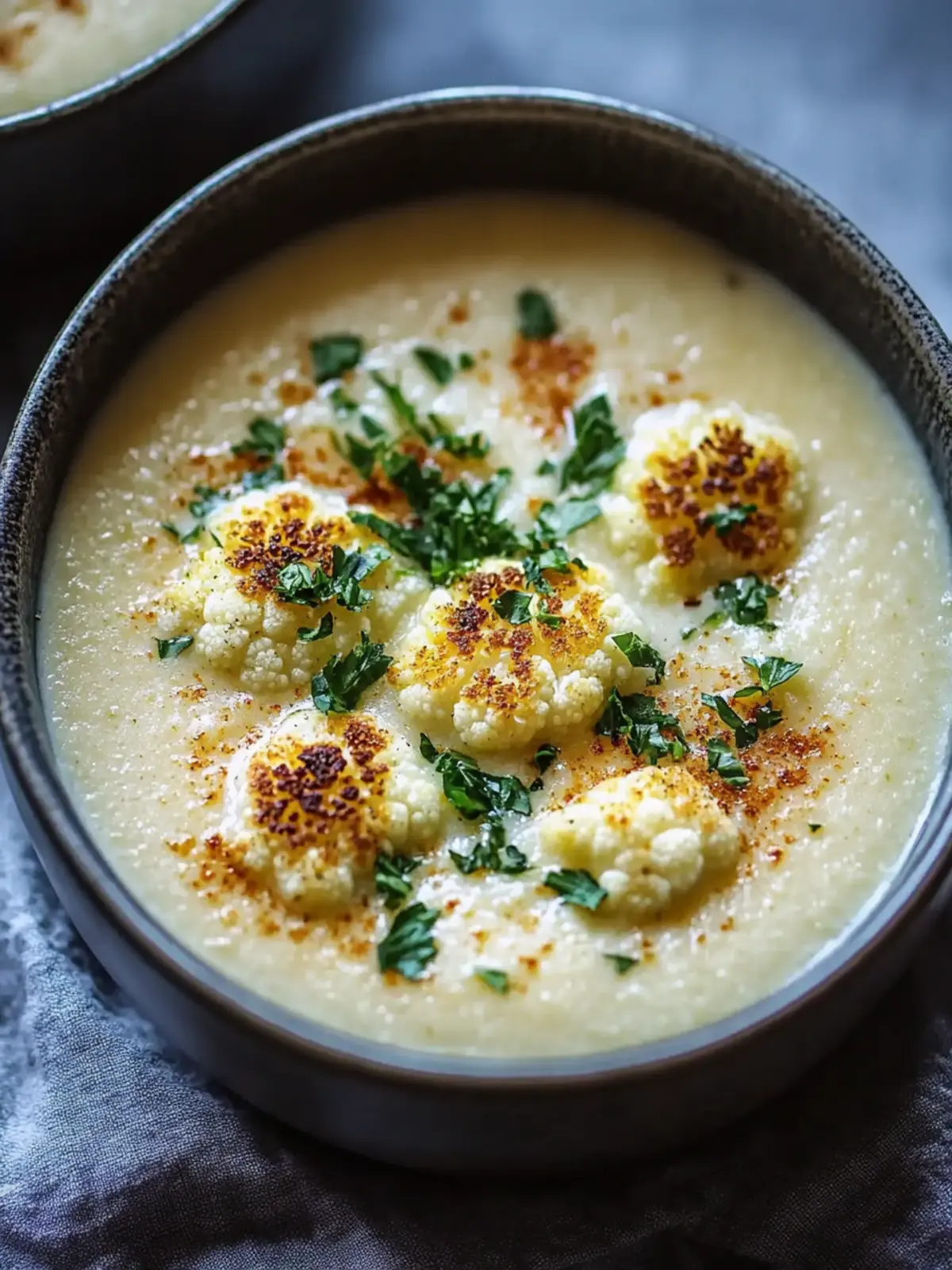 Creamy Cheddar Cauliflower & Roasted Garlic Soup Bliss 2 Creamy Cheddar Cauliflower & Roasted Garlic Soup