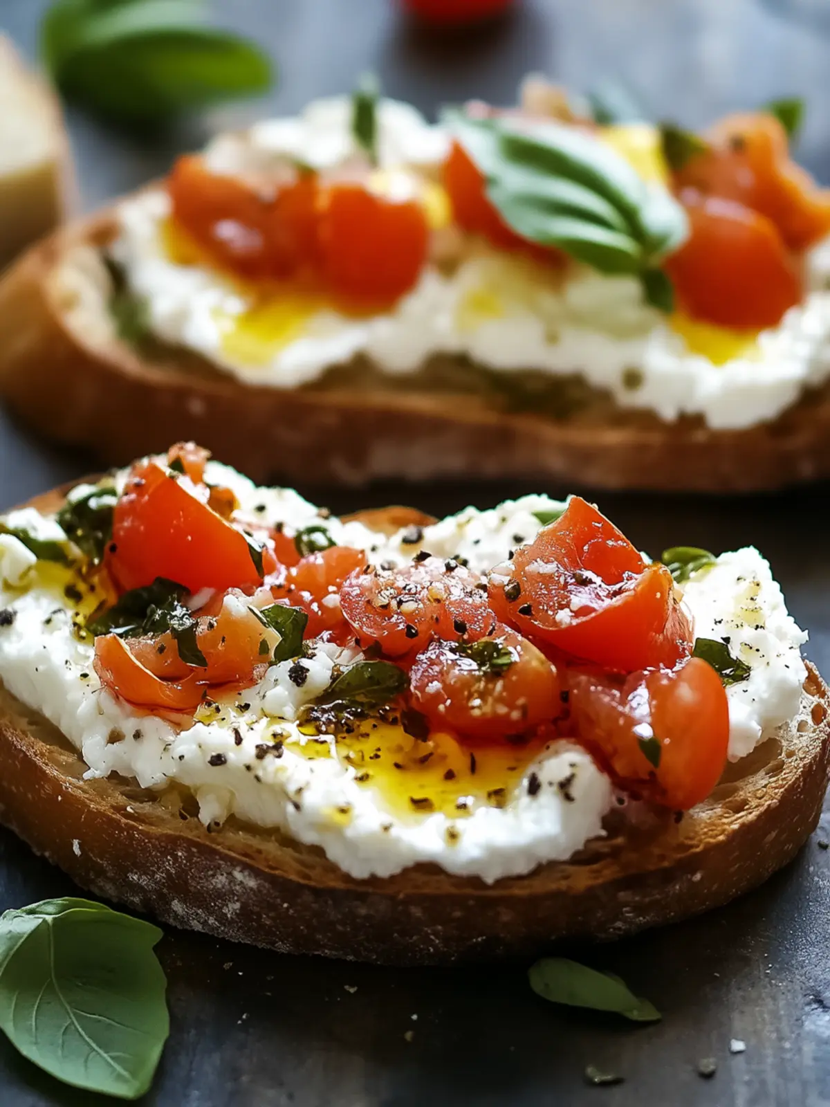 Whipped Feta Bruschetta with Sweet Marinated Tomatoes 3 Whipped Feta Bruschetta