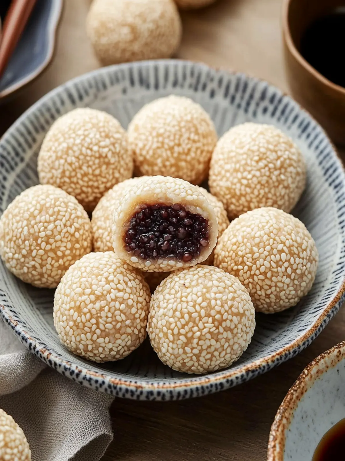 Crispy Sesame Balls with Red Bean Paste for Sweet Moments 2 Sesame Balls with Red Bean Paste