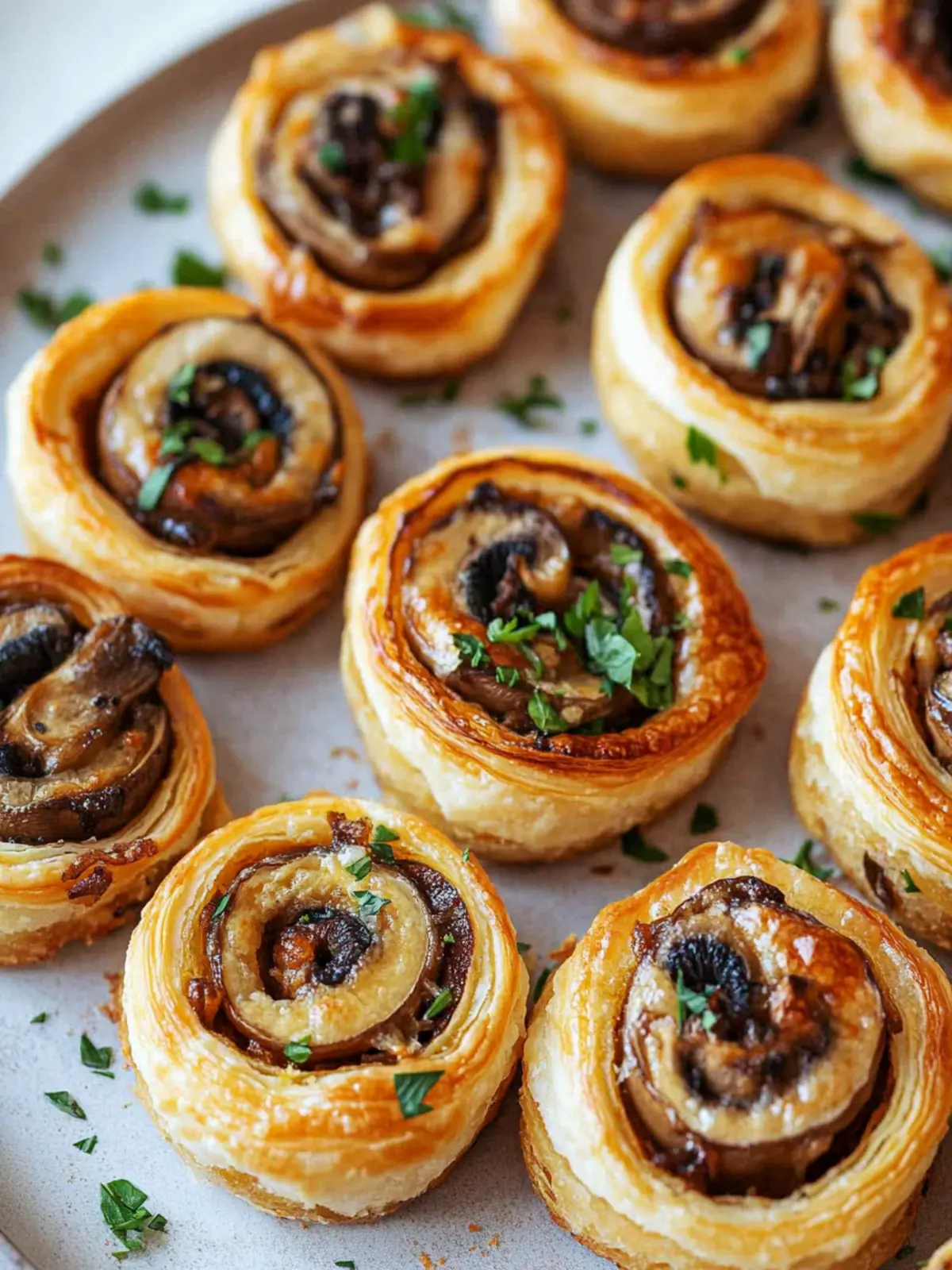 Delicious Puff Pastry Pinwheels with Mushroom and Vegan Cheese 2 Puff Pastry Pinwheels with Mushroom and Vegan Cheese