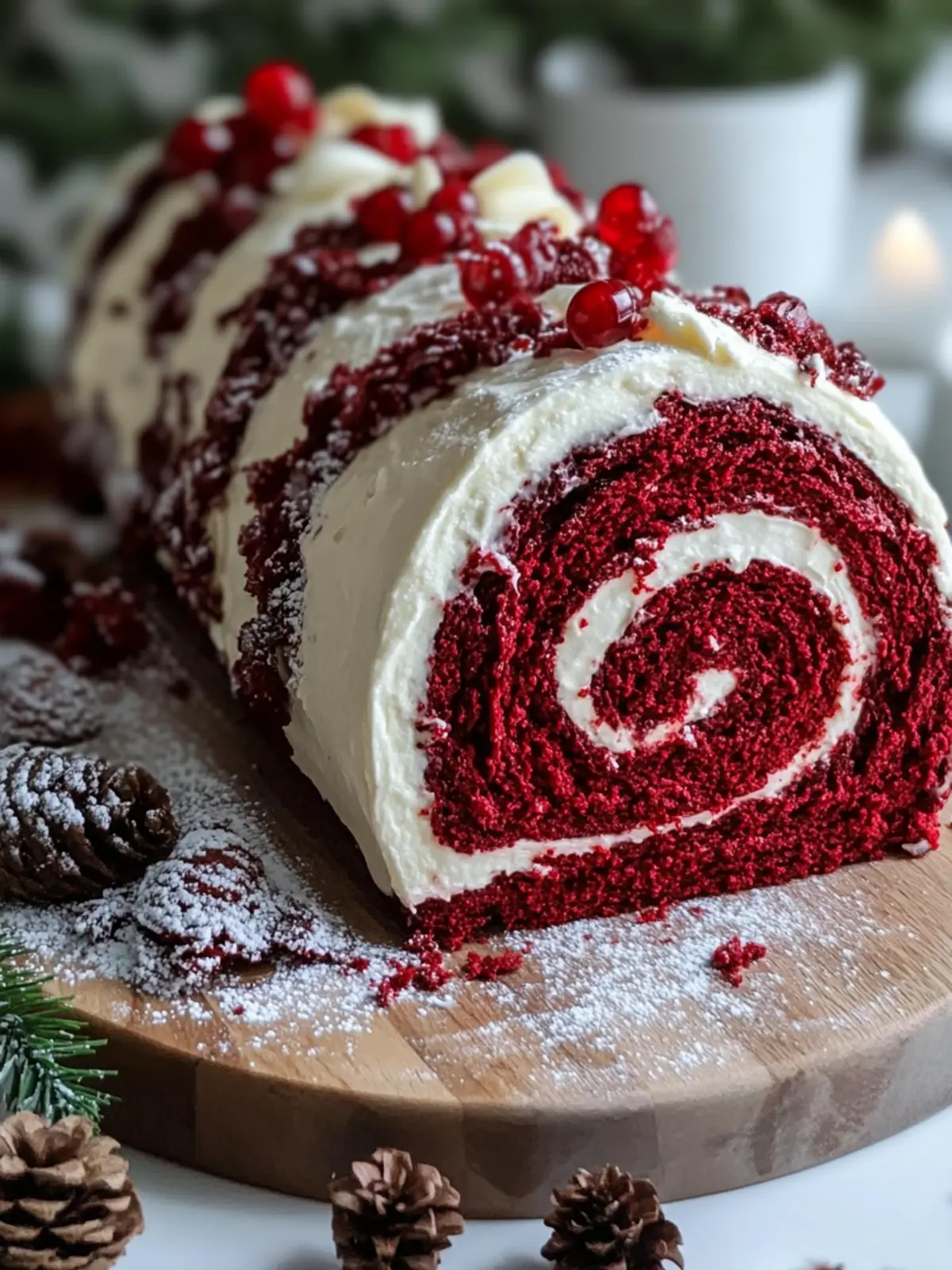 Delicious Red Velvet Yule Log for Your Festive Table 2 Red Velvet Yule Log