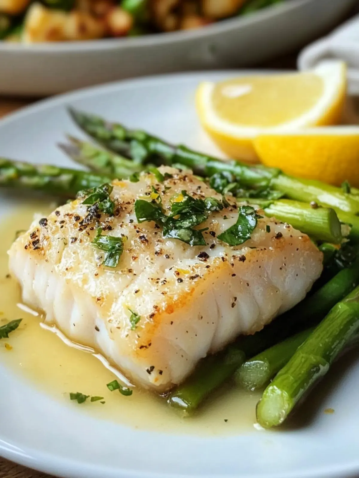 Lemon Butter Cod with Toasted Asparagus Salad for a Quick Win 2 Lemon Butter Cod with Toasted Asparagus Salad