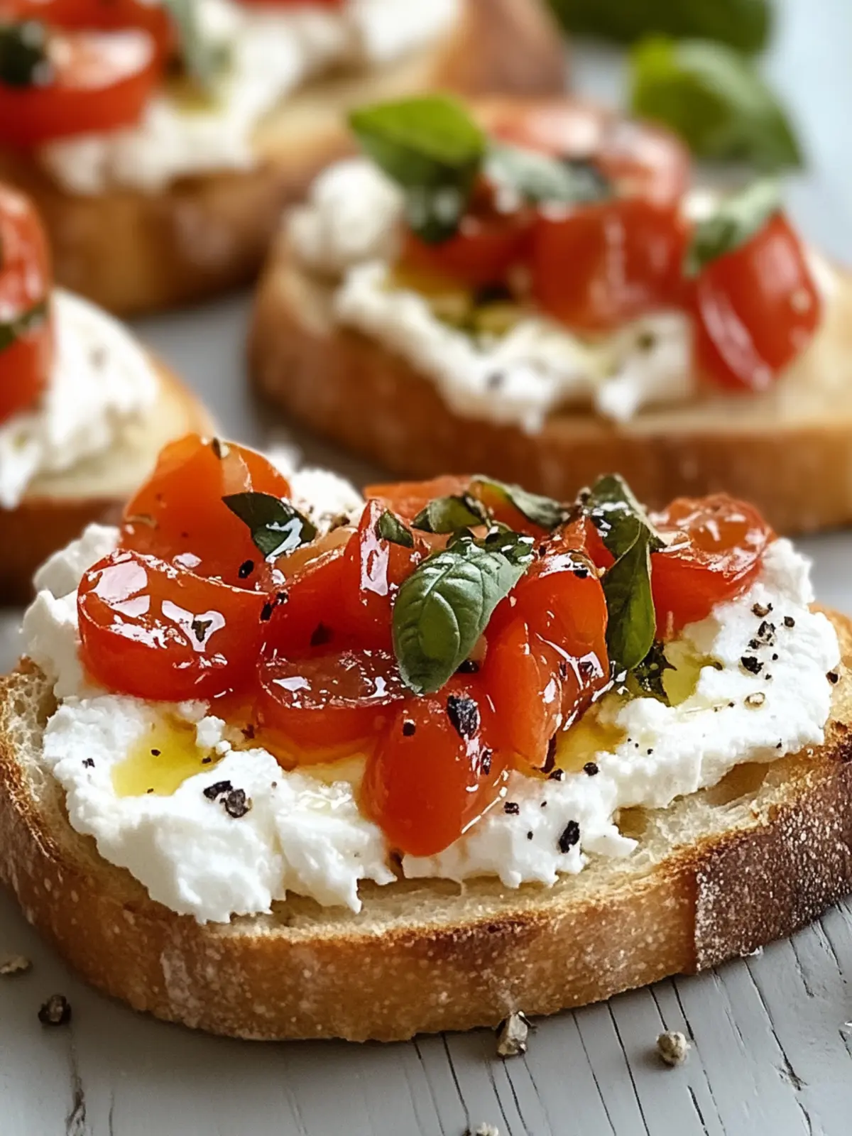 Whipped Feta Bruschetta with Sweet Marinated Tomatoes 4 Whipped Feta Bruschetta