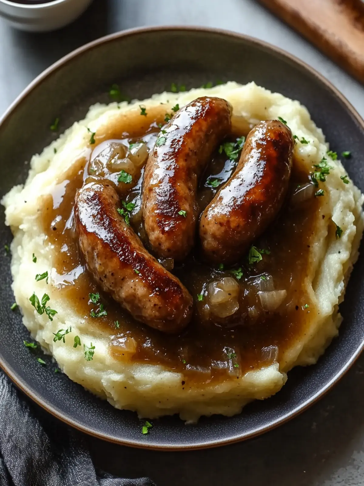 Irresistible Irish Bangers and Mash with Guinness Onion Gravy 3 Irish Bangers and Mash with Guinness Onion Gravy