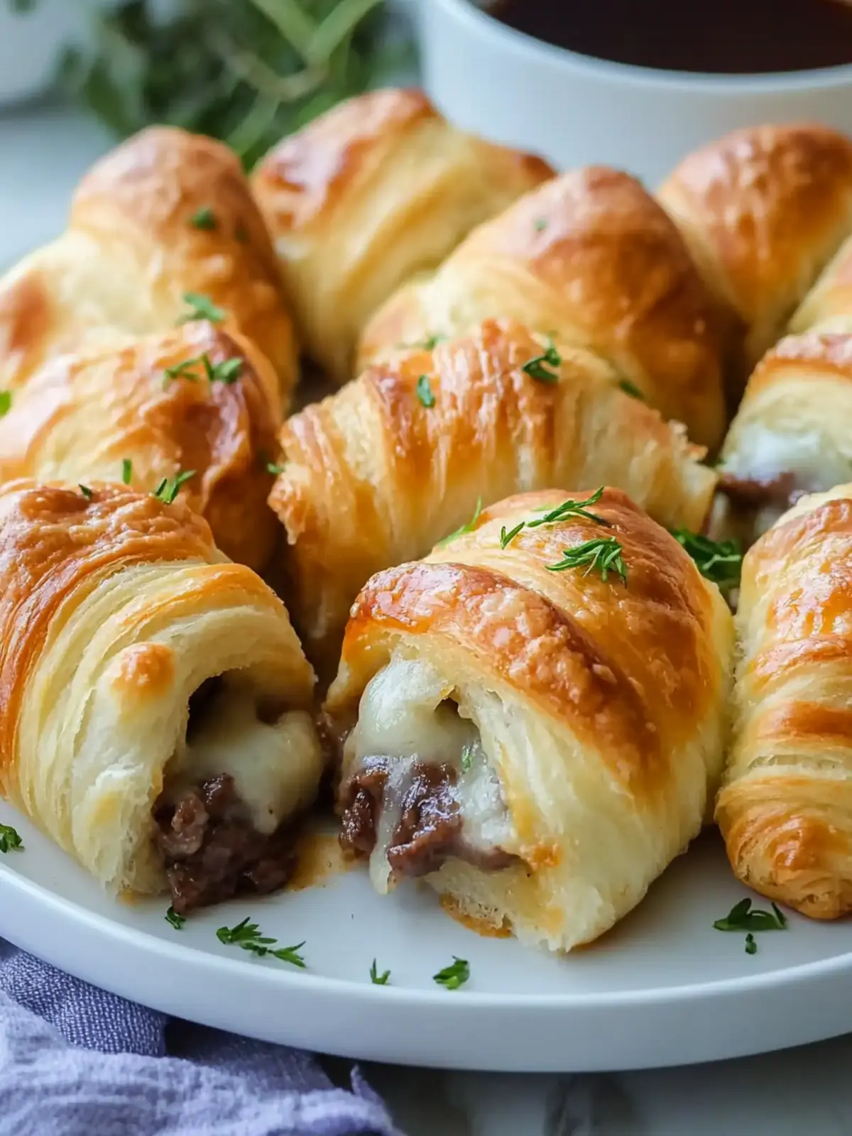 Melt-In-Your-Mouth Cheesy French Dip Crescent Rolls 4 Cheesy French Dip Crescent Rolls