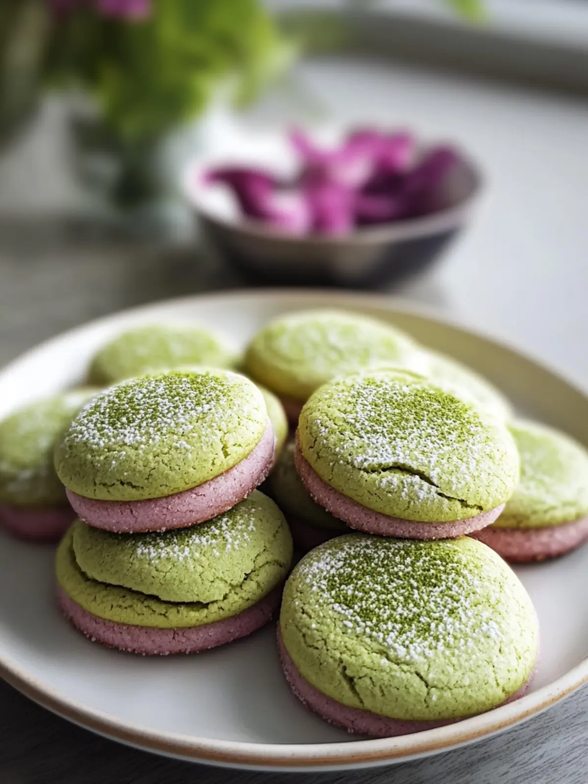 Matcha Sugar Cookies with Lavender Frosting for Elevation 3 Matcha Sugar Cookies