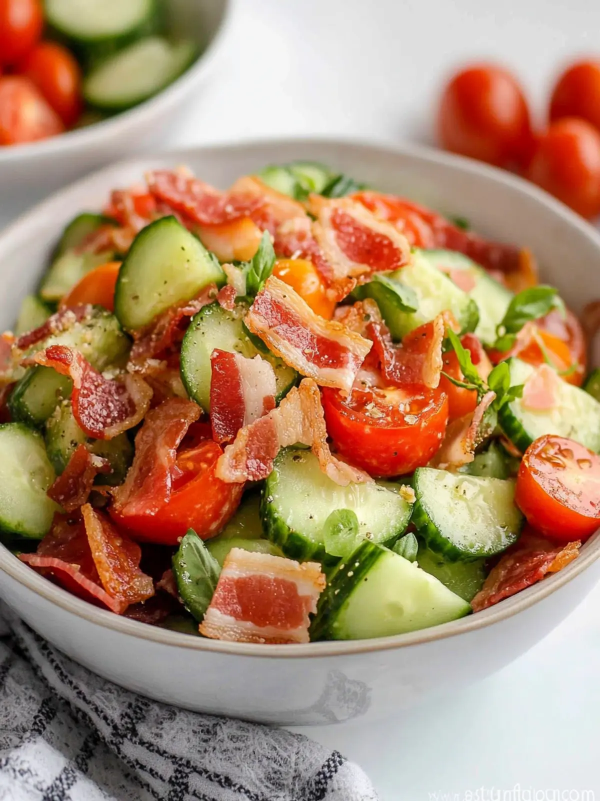 Refreshing Cucumber Tomato Salad With Bacon for Summer Fun 2 Cucumber Tomato Salad With Bacon